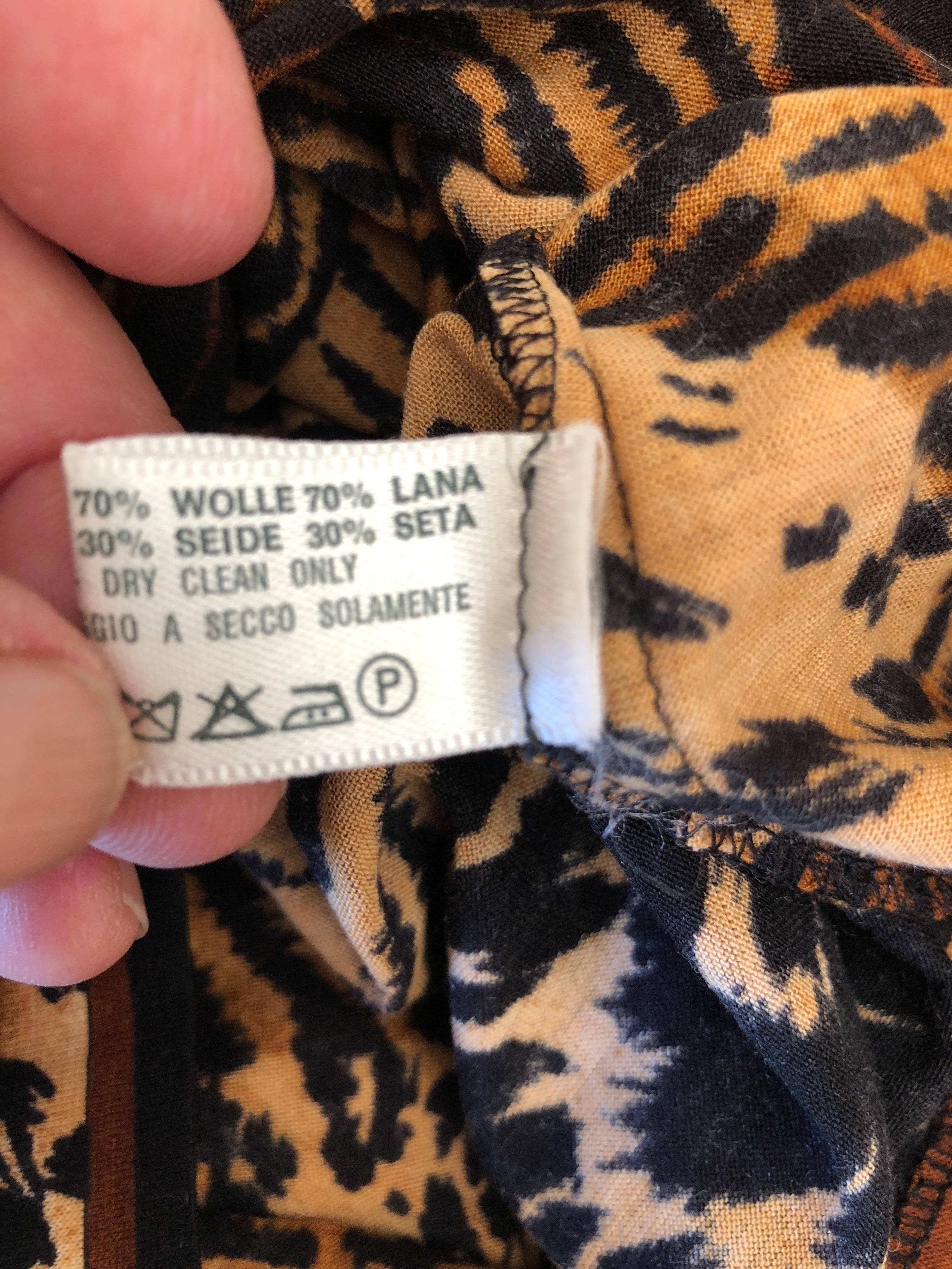 Leonard Paris for Bergdorf Goodman 1970's Leopard Jersey Belted Dress For Sale 3