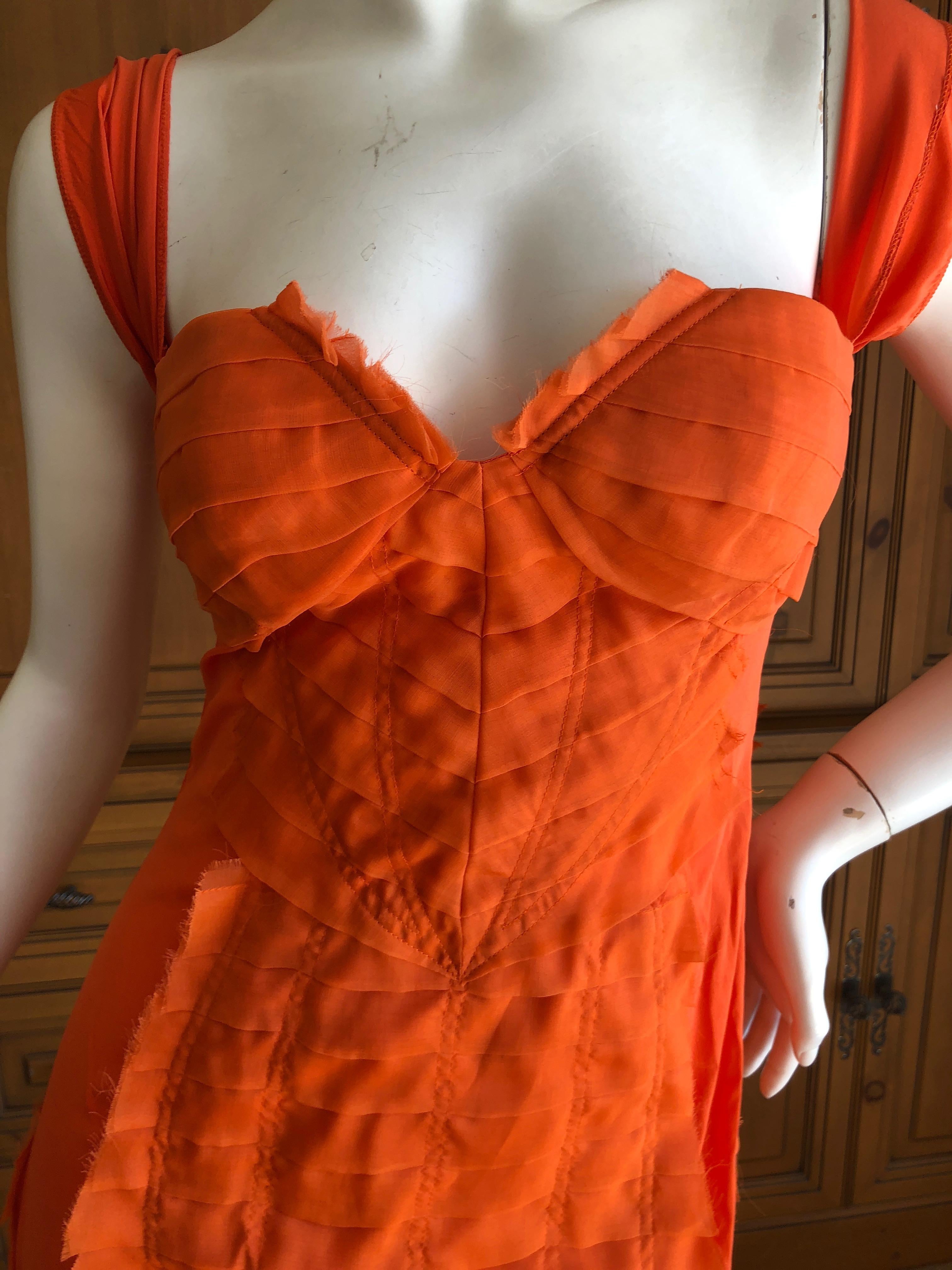 Gucci by Tom Ford 2004 Orange Ribbon Dress Tom Ford Book Piece New Tags In New Condition For Sale In Cloverdale, CA