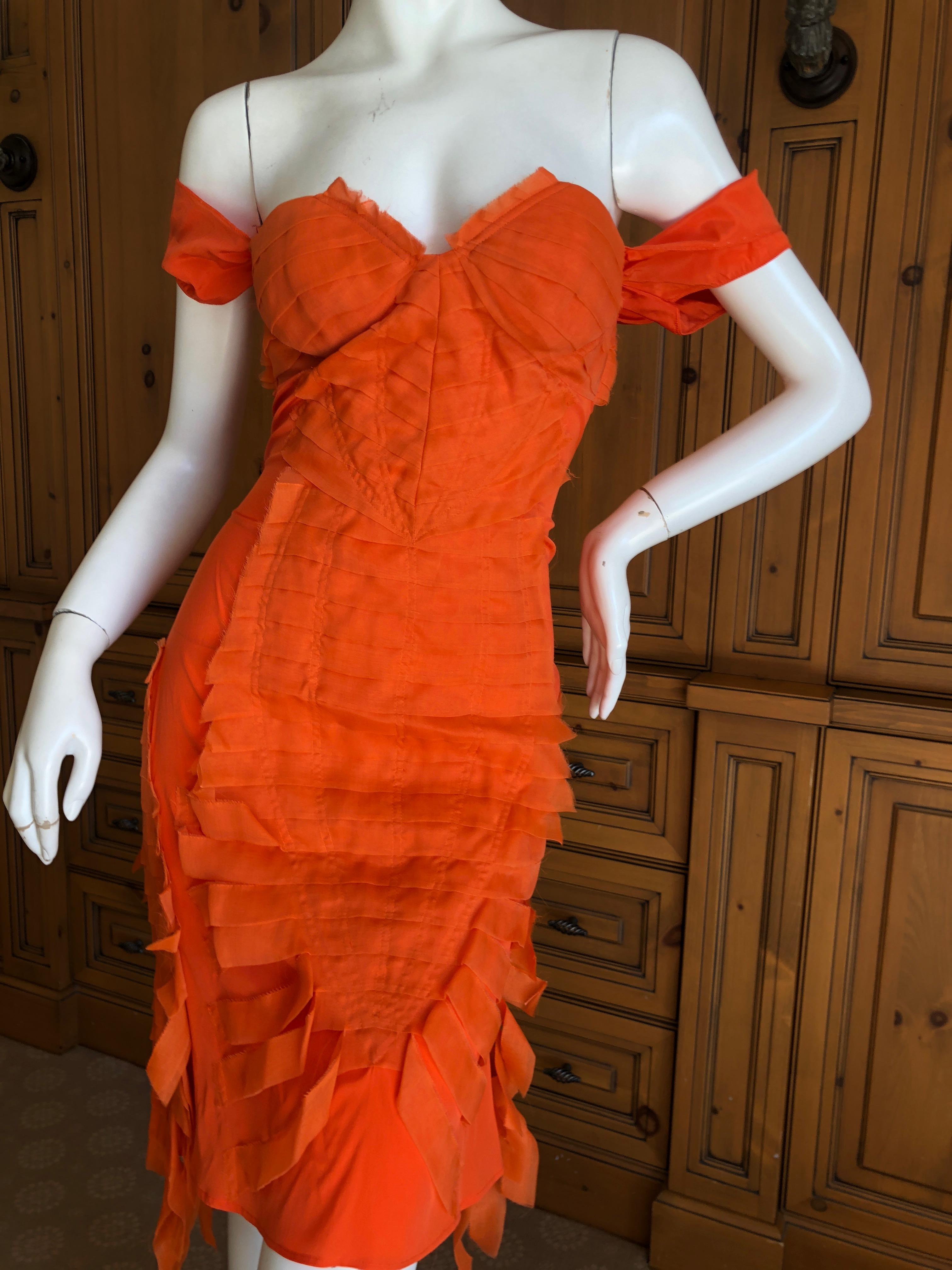 Gucci by Tom Ford 2004 Orange Ribbon Dress Tom Ford Book Piece New Tags For Sale 1