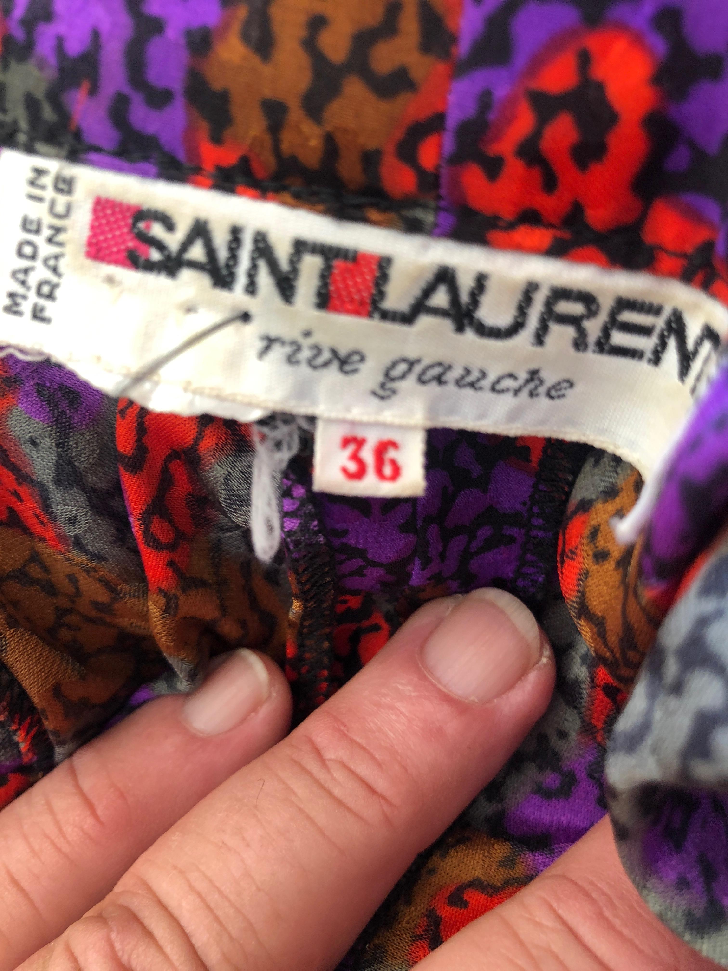 Yves Saint Laurent Rive Gauche 1970's Silk Low Cut Dress with Pussy Bow Ties For Sale 5