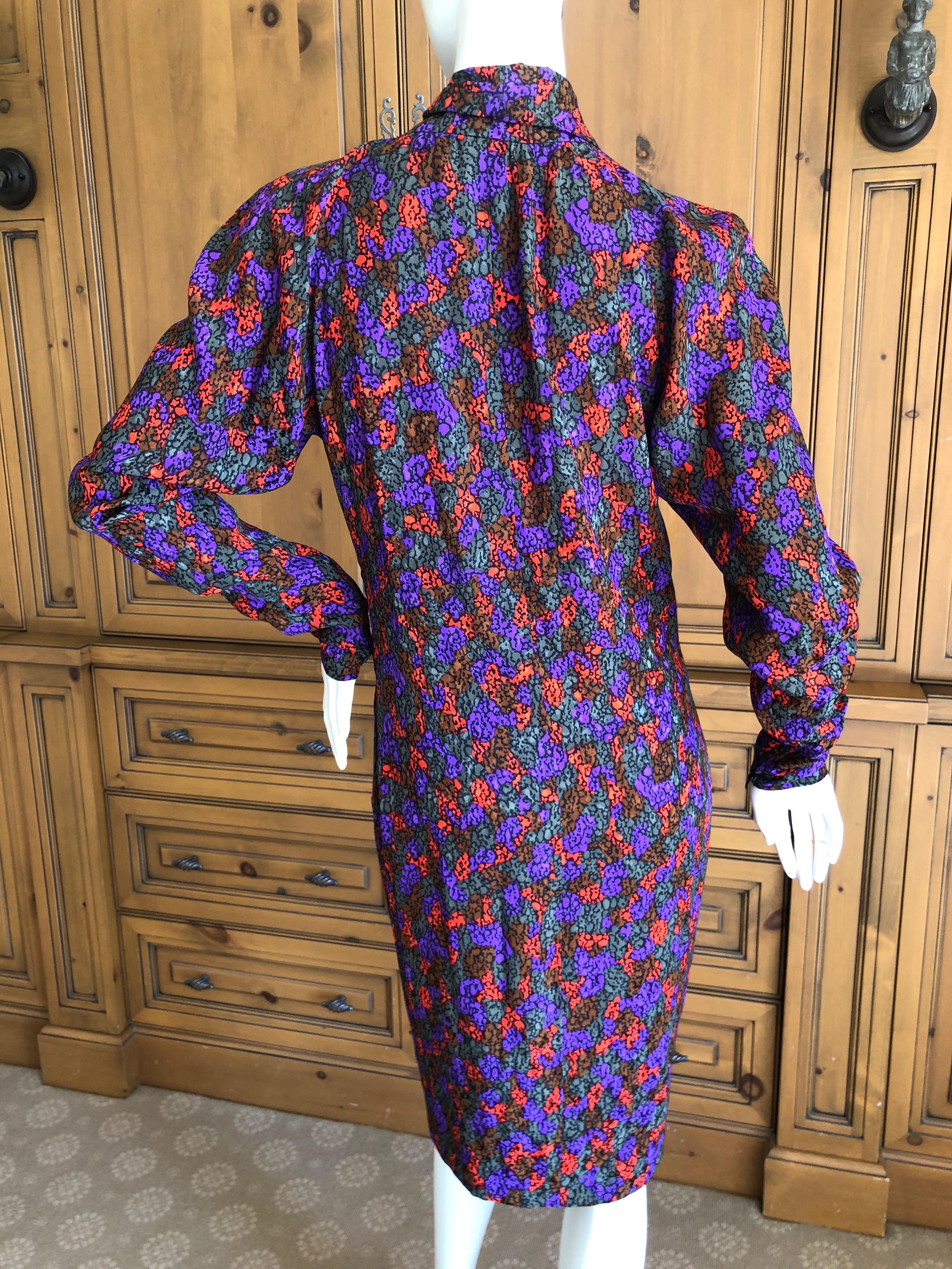 Yves Saint Laurent Rive Gauche 1970's Silk Low Cut Dress with Pussy Bow Ties For Sale 2