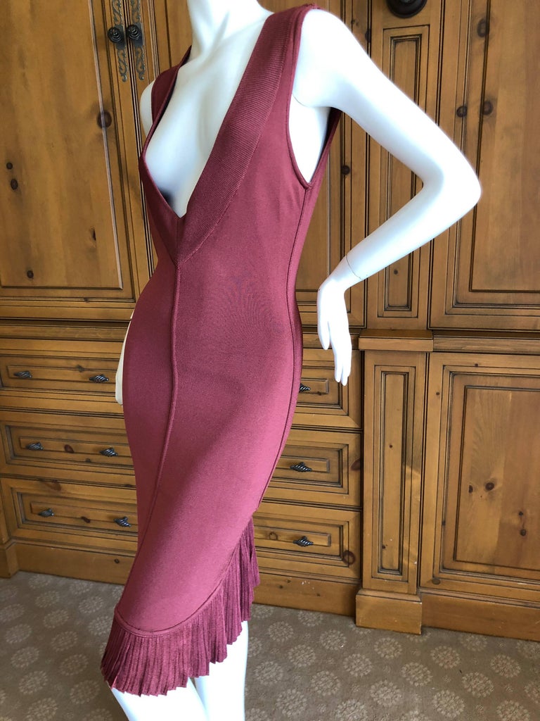 Azzedine Alaia Vintage 1991 Museum Exhibited Low Cut Red Dress w