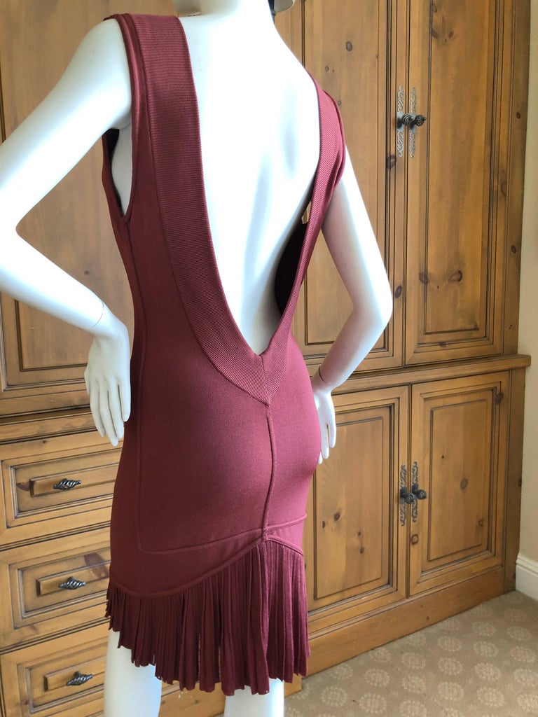 Azzedine Alaia Vintage 1991 Museum Exhibited Low Cut Red Dress w