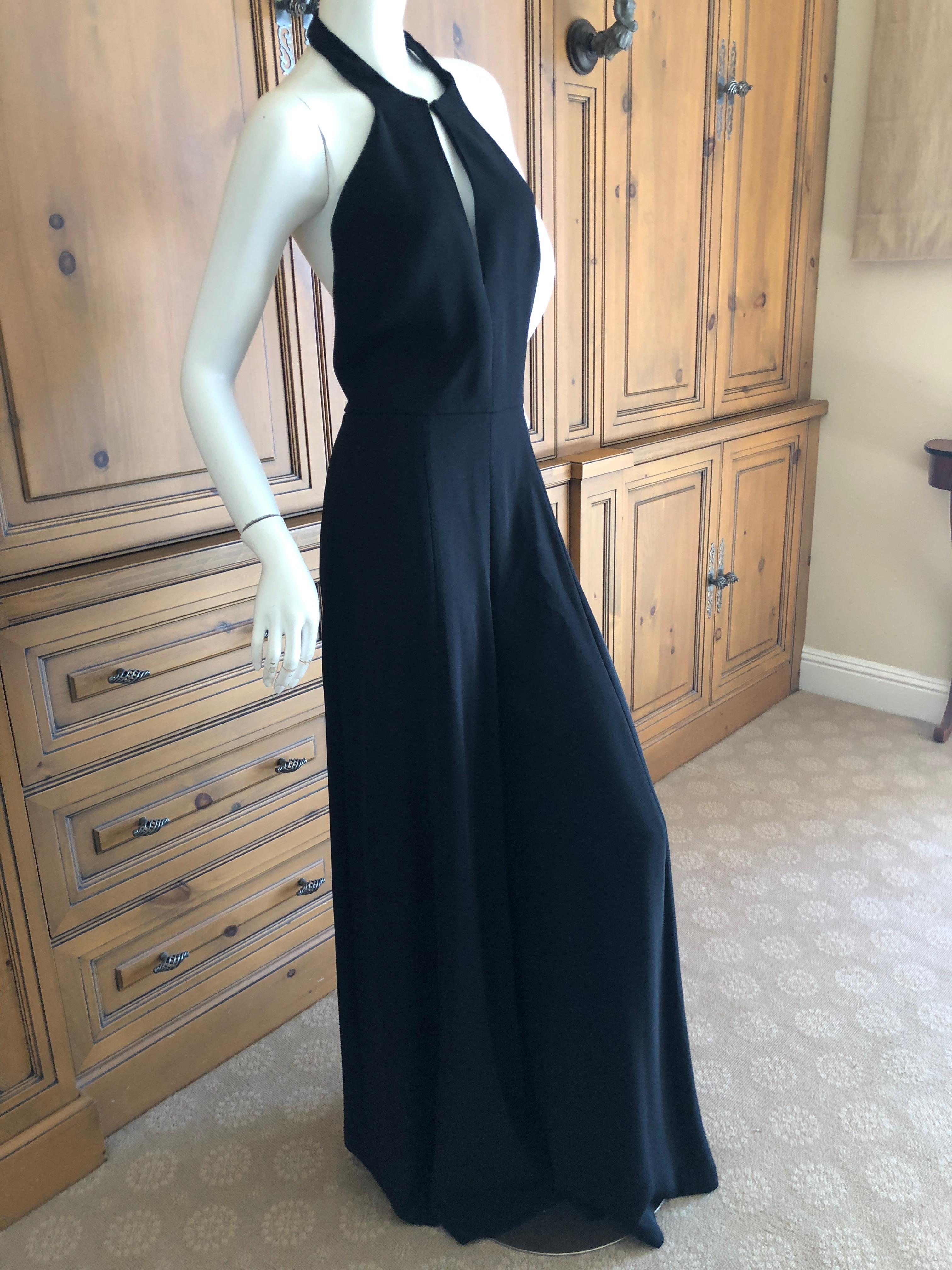 YSL by Tom Ford Spring 2011  Black Silk Keyhole Halter Style Wide Leg Jumpsuit In Excellent Condition For Sale In Cloverdale, CA