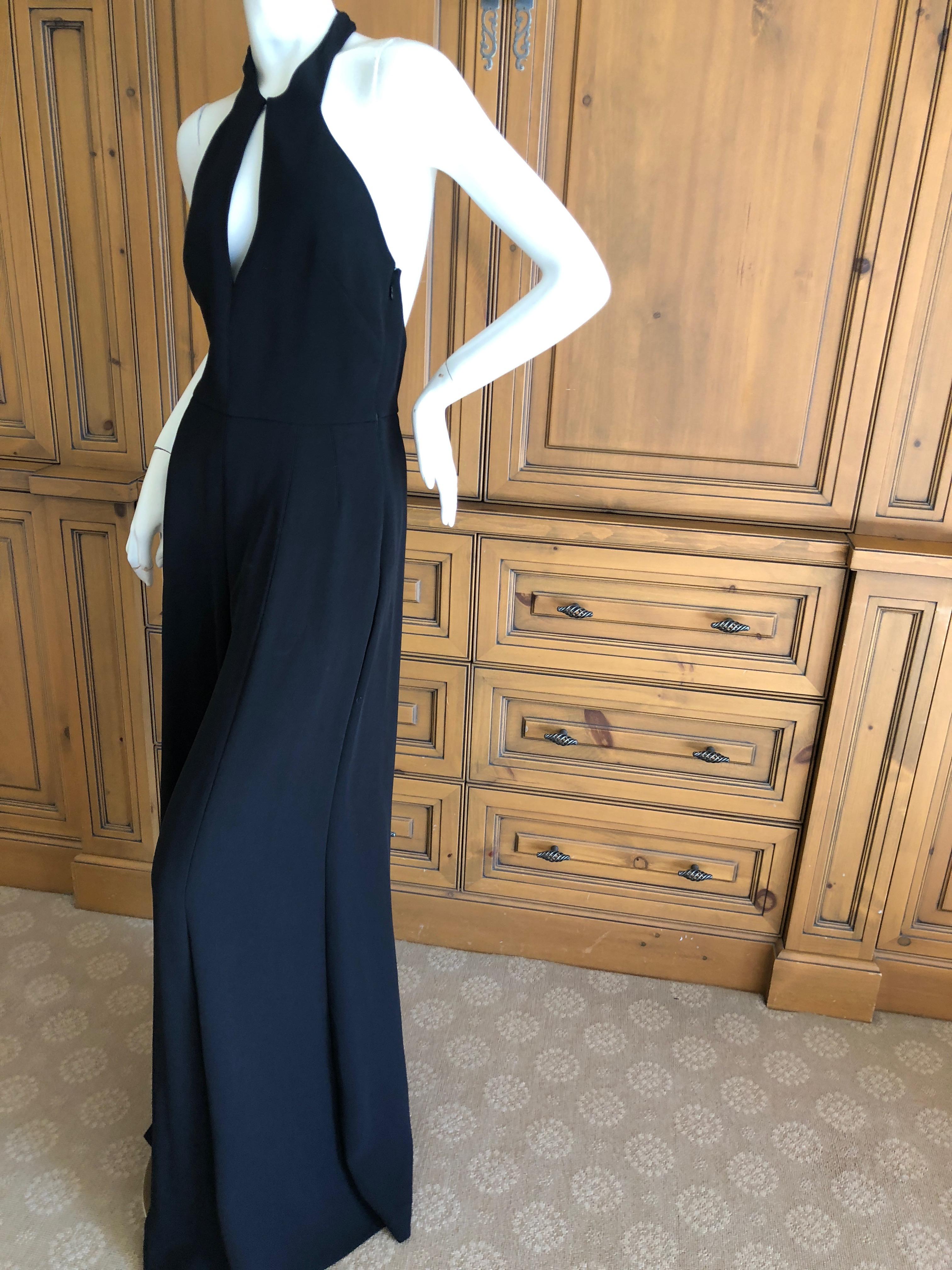 YSL by Tom Ford Spring 2011  Black Silk Keyhole Halter Style Wide Leg Jumpsuit For Sale 1