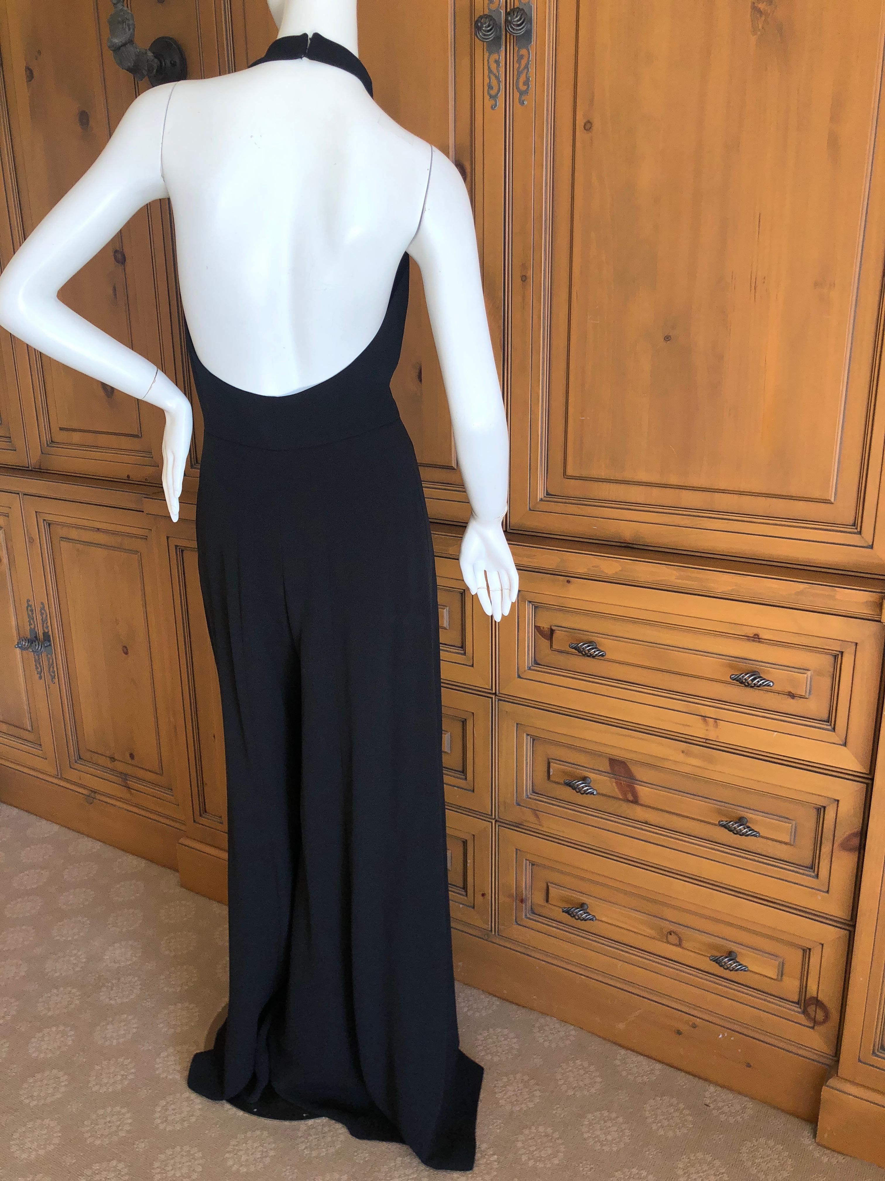 YSL by Tom Ford Spring 2011  Black Silk Keyhole Halter Style Wide Leg Jumpsuit For Sale 2