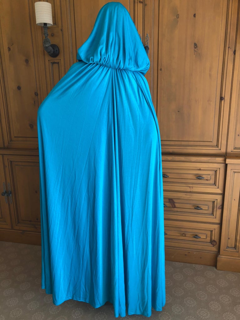 Loris Azzaro Couture 1970s Sheer Sequin Accented Turquoise Blue Dress ...