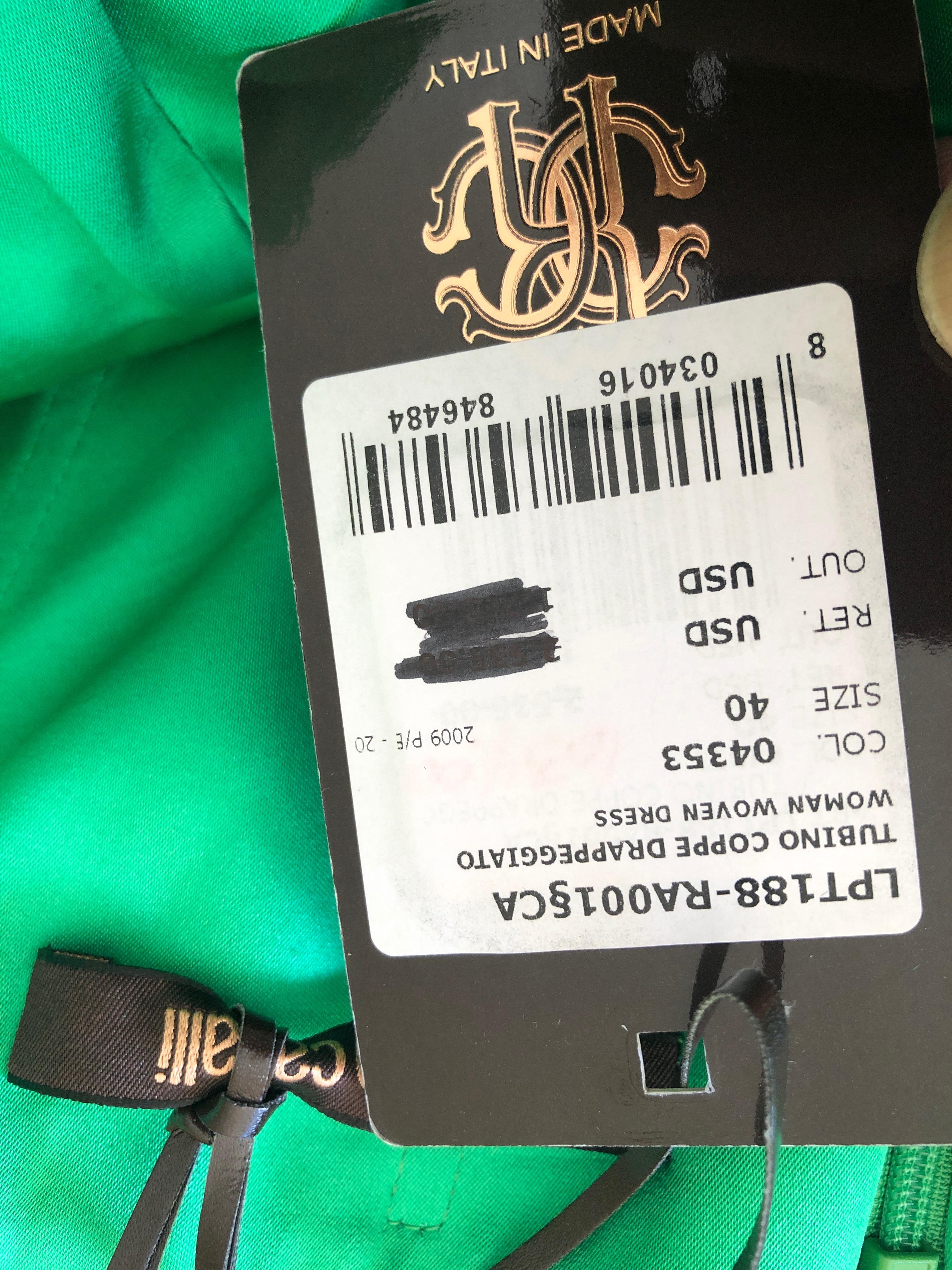 Roberto Cavalli Emerald Silk Micro Pleated Cocktail Dress New Tags For Sale 4