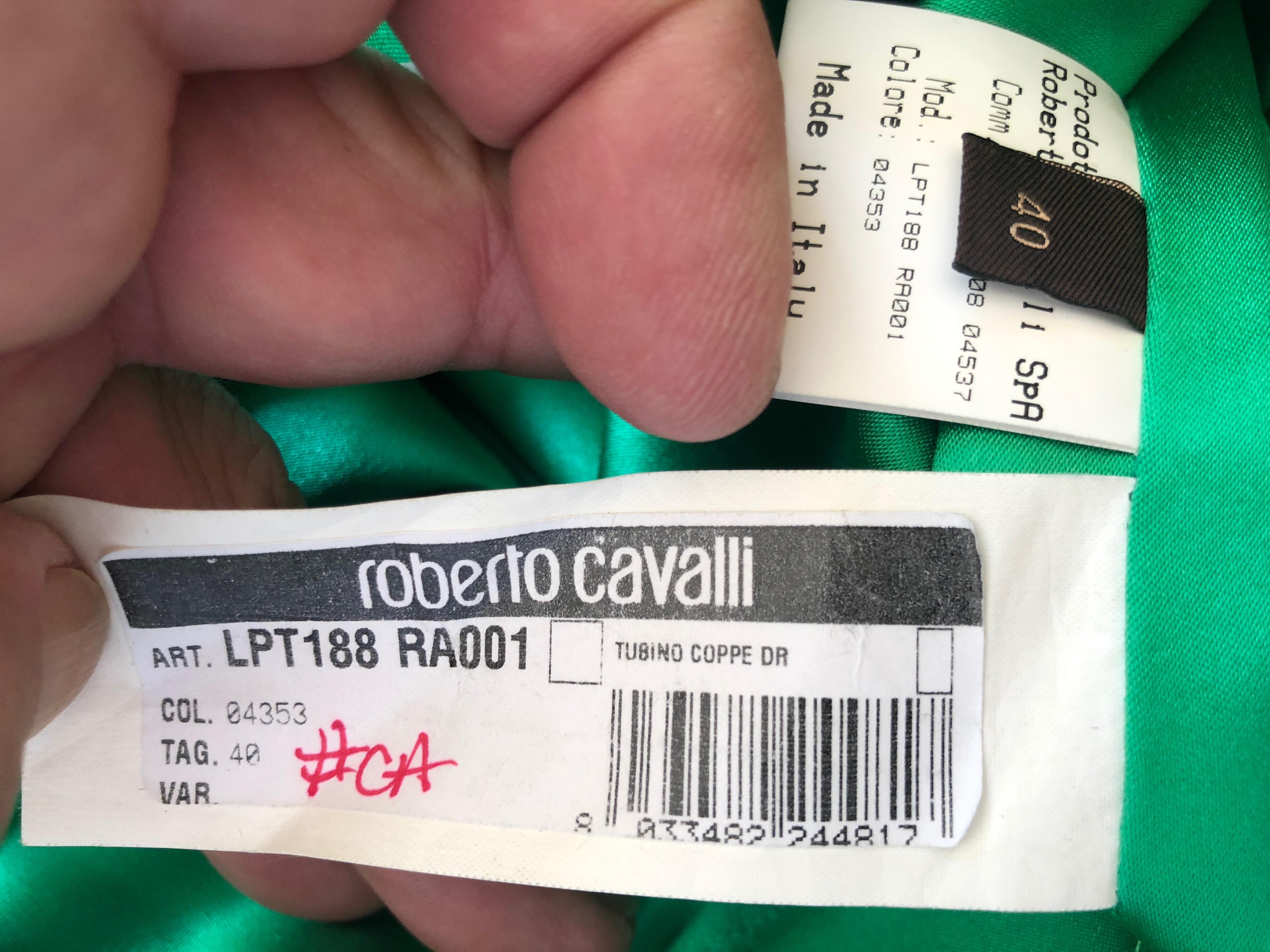 Roberto Cavalli Emerald Silk Micro Pleated Cocktail Dress New Tags For Sale 5