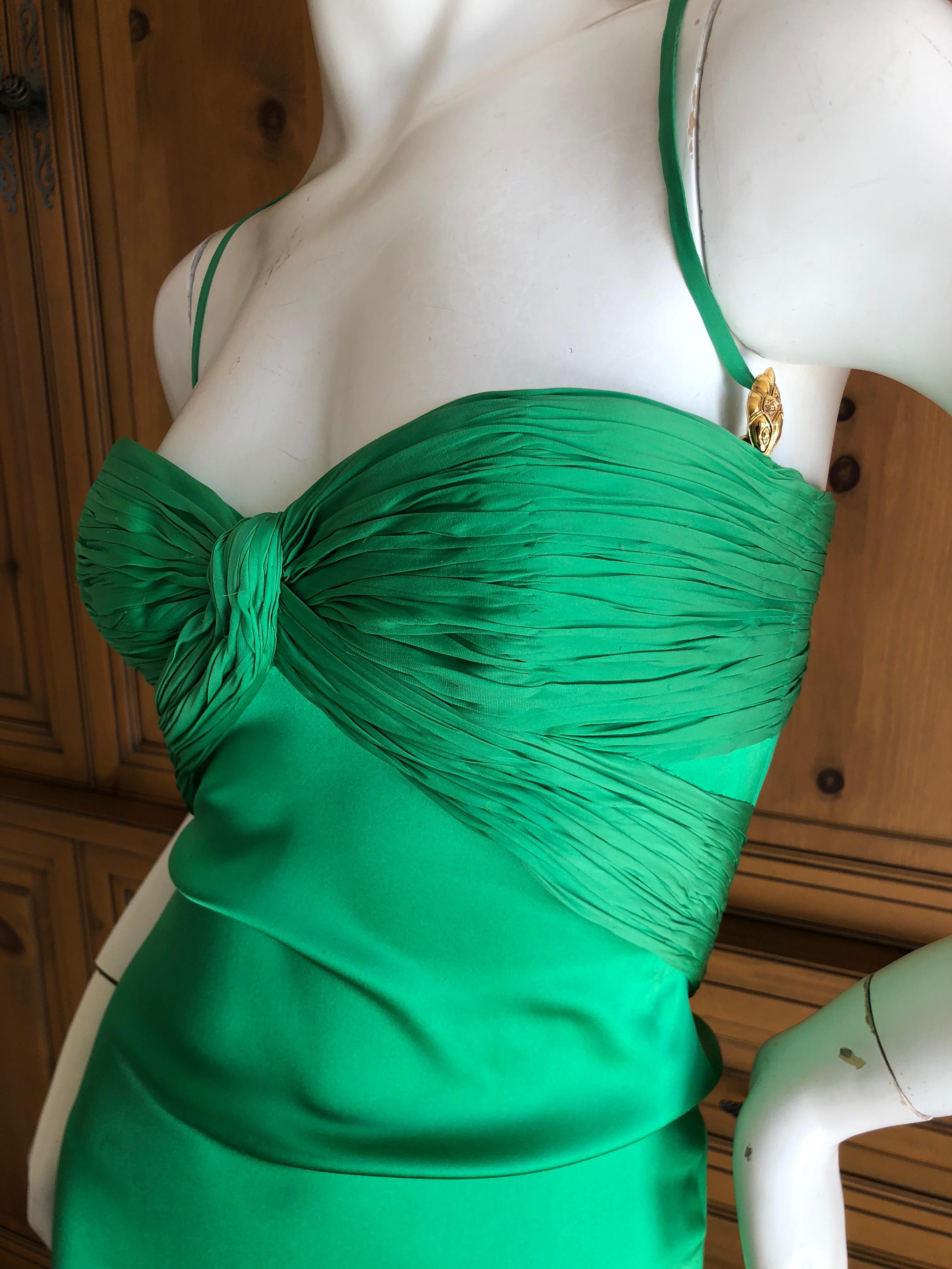 Women's Roberto Cavalli Emerald Silk Micro Pleated Cocktail Dress New Tags For Sale