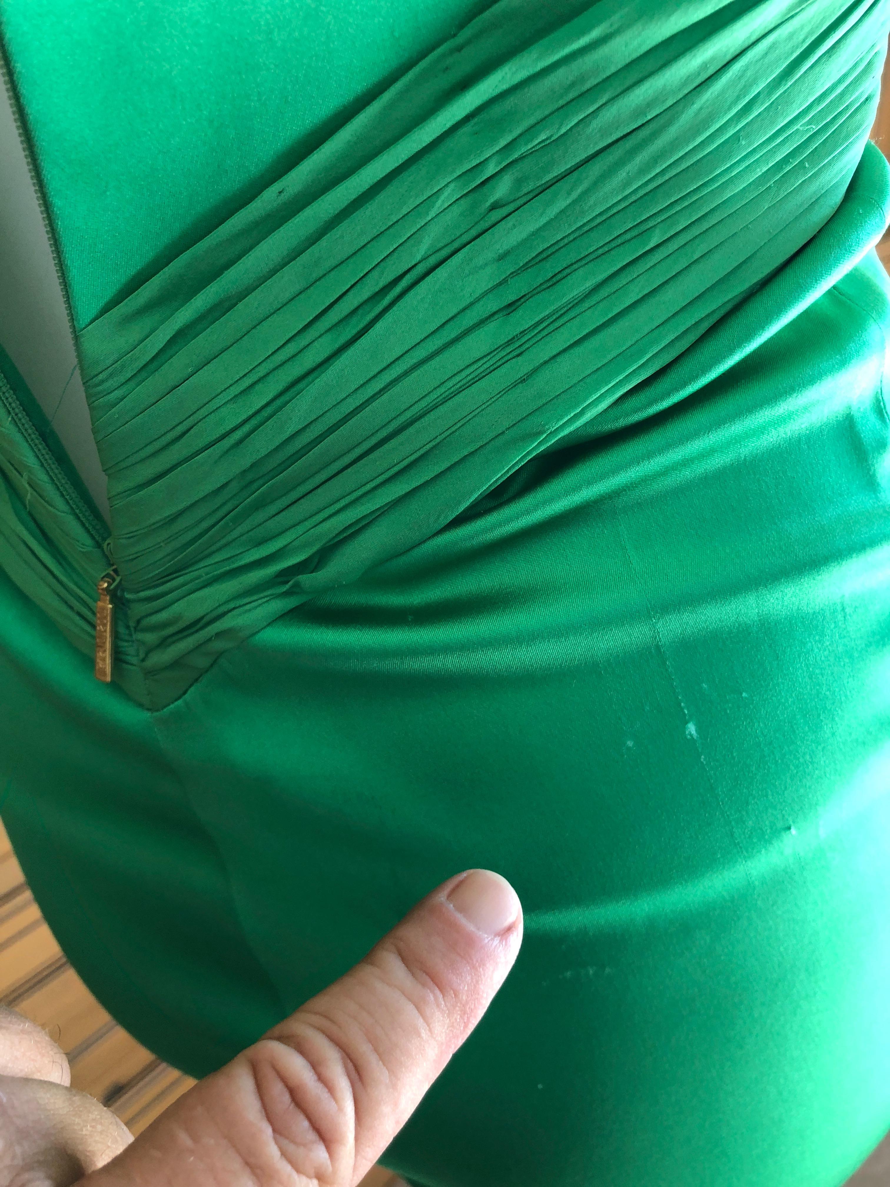 Roberto Cavalli Emerald Silk Micro Pleated Cocktail Dress New Tags For Sale 7