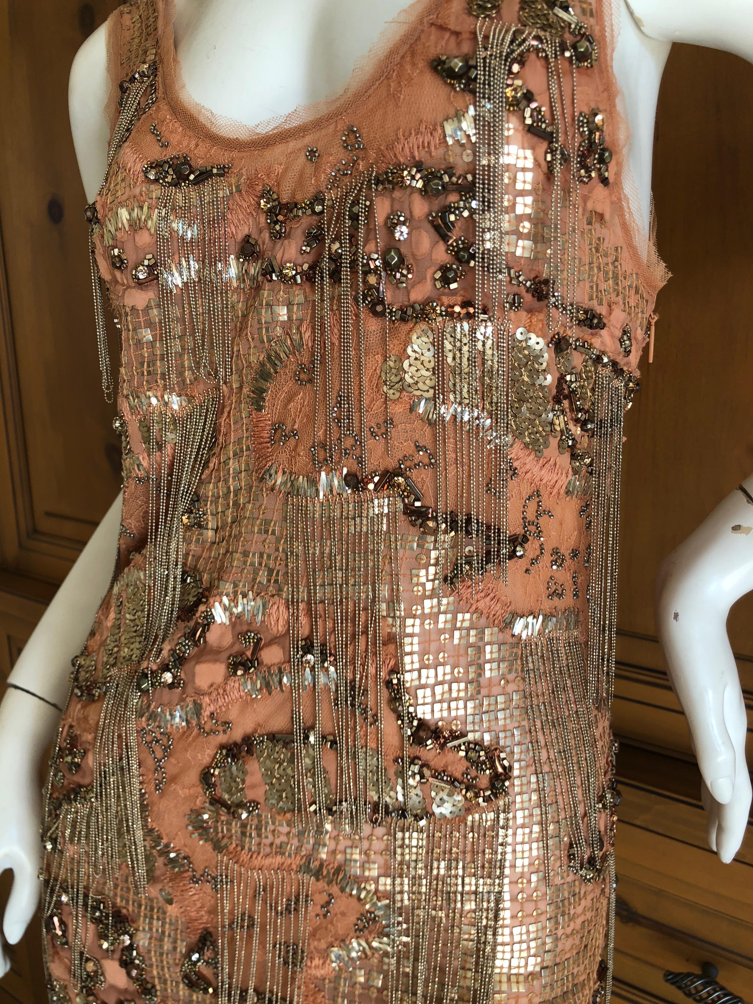 Women's Roberto Cavalli Heavily Embellished Flapper Style Mini Dress For Sale