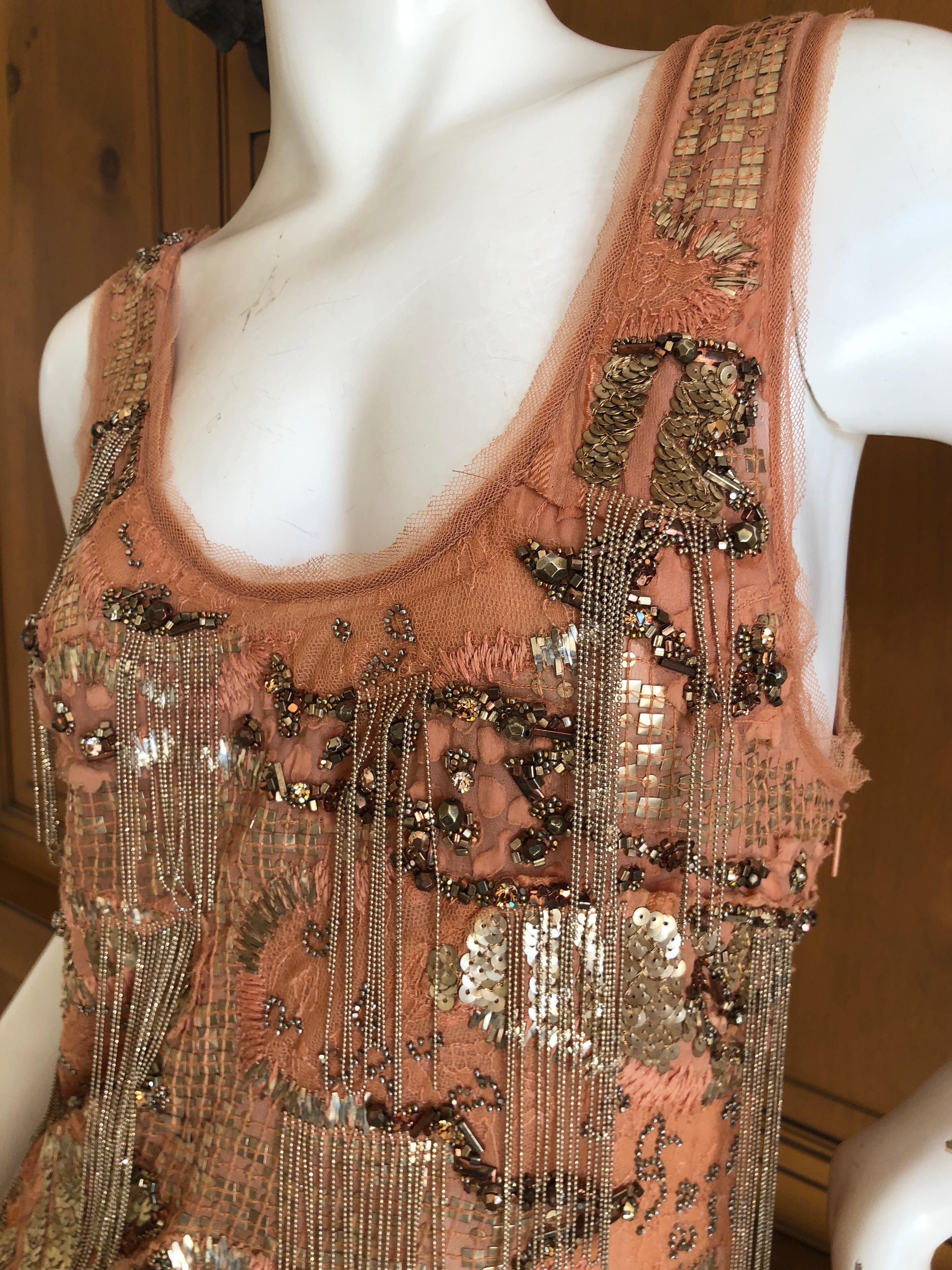 Roberto Cavalli Heavily Embellished Flapper Style Mini Dress For Sale 1