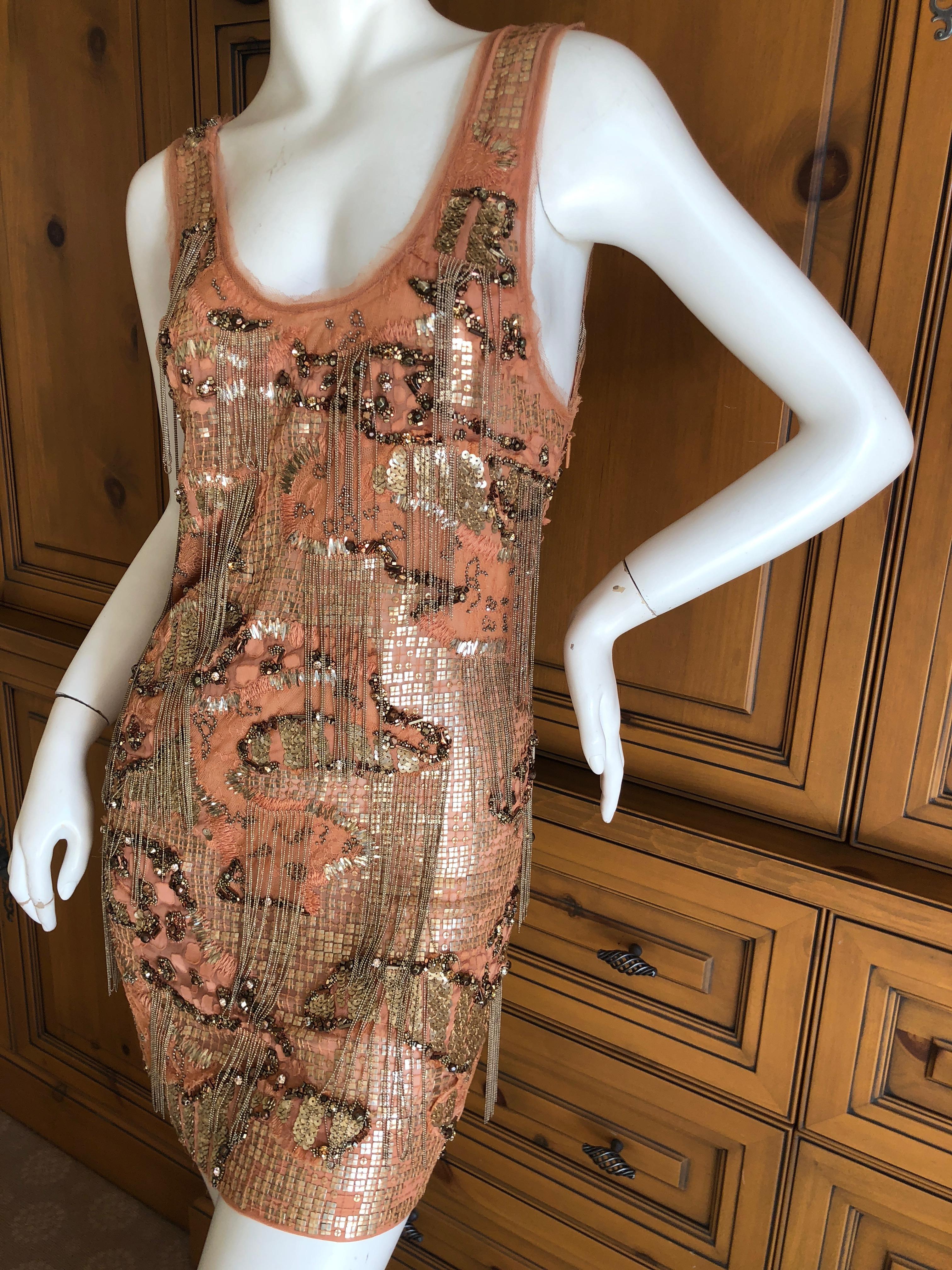 Roberto Cavalli Heavily Embellished Flapper Style Mini Dress For Sale 2