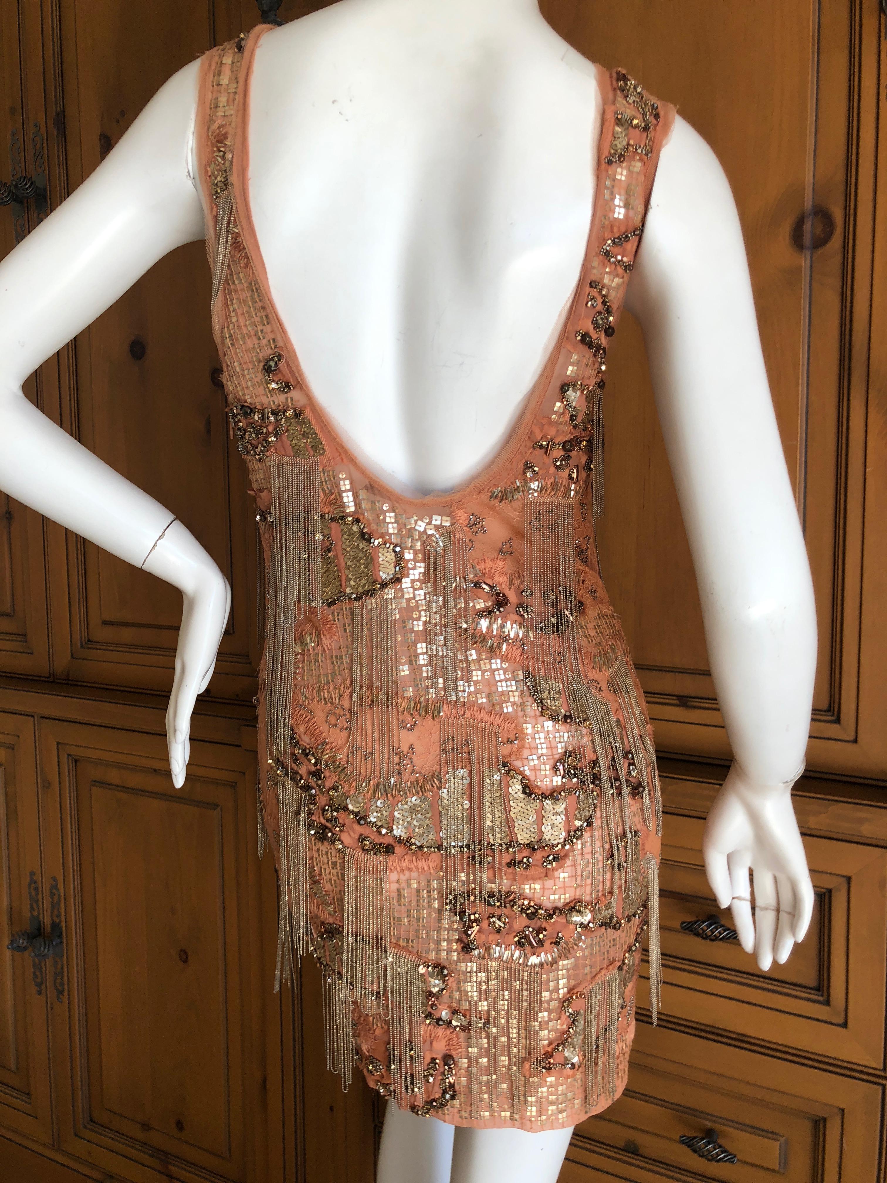 Roberto Cavalli Heavily Embellished Flapper Style Mini Dress For Sale 3