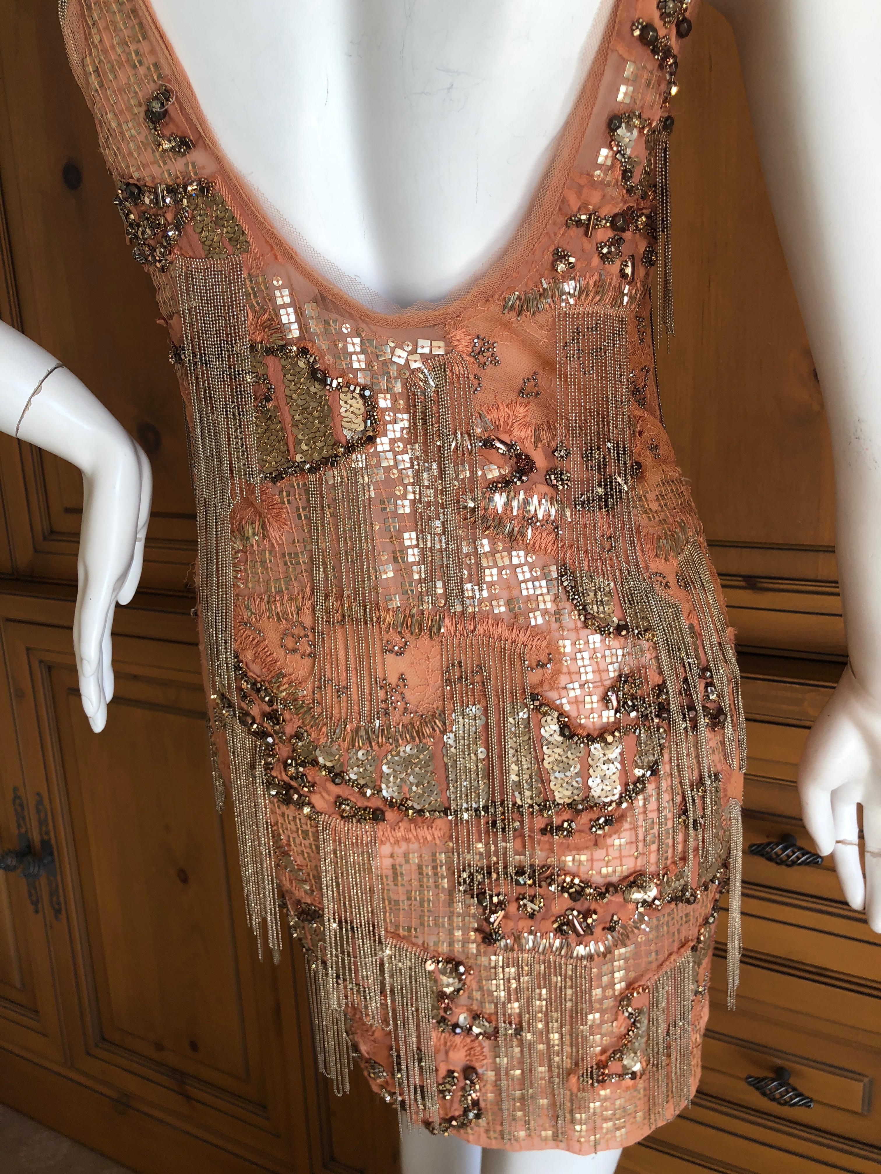 Roberto Cavalli Heavily Embellished Flapper Style Mini Dress For Sale 4