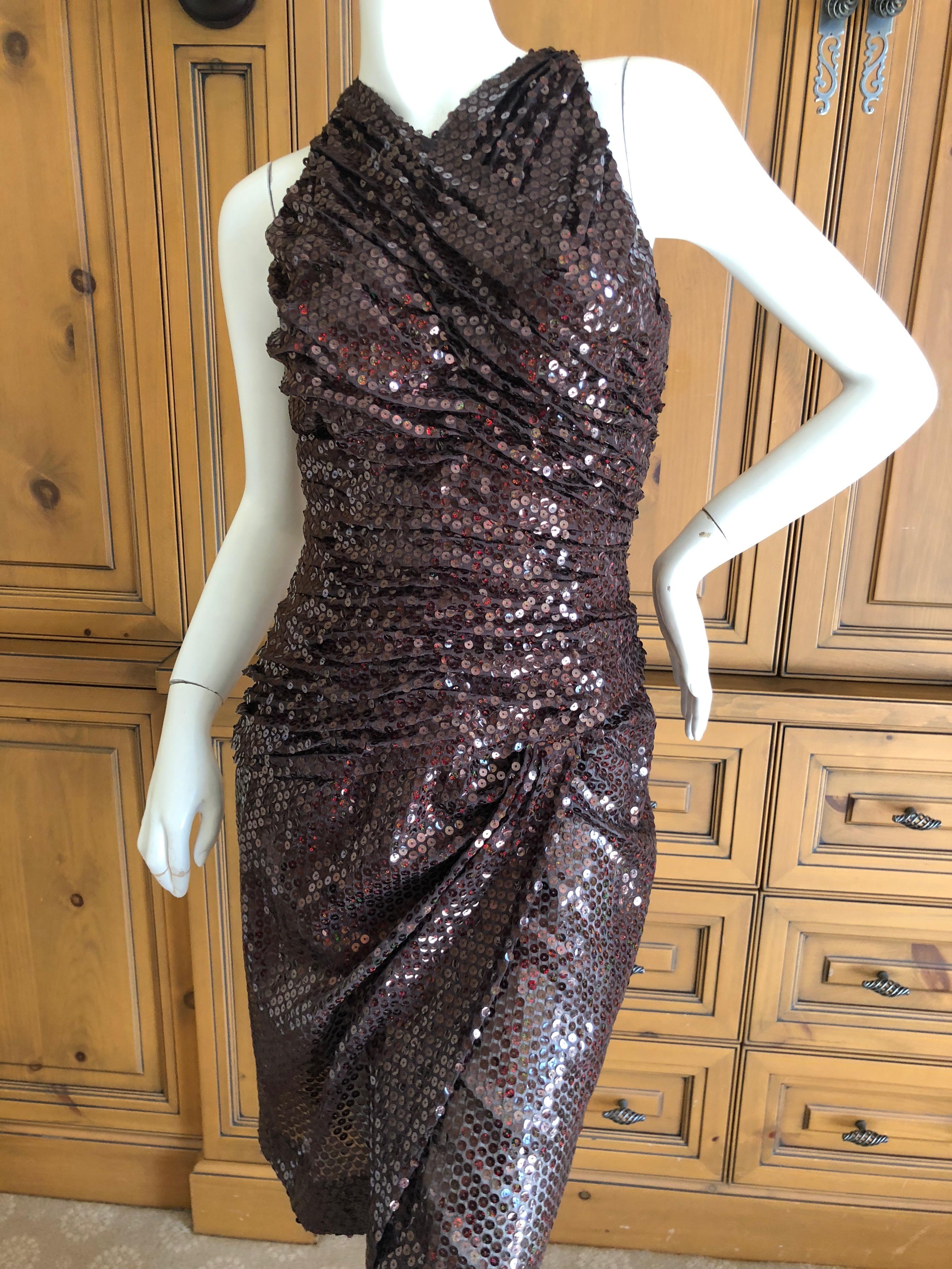 Vicky Tiel Couture Paris Bergdorf Goodman 80's Sequin Sleeveless Cocktail Dress In Excellent Condition In Cloverdale, CA