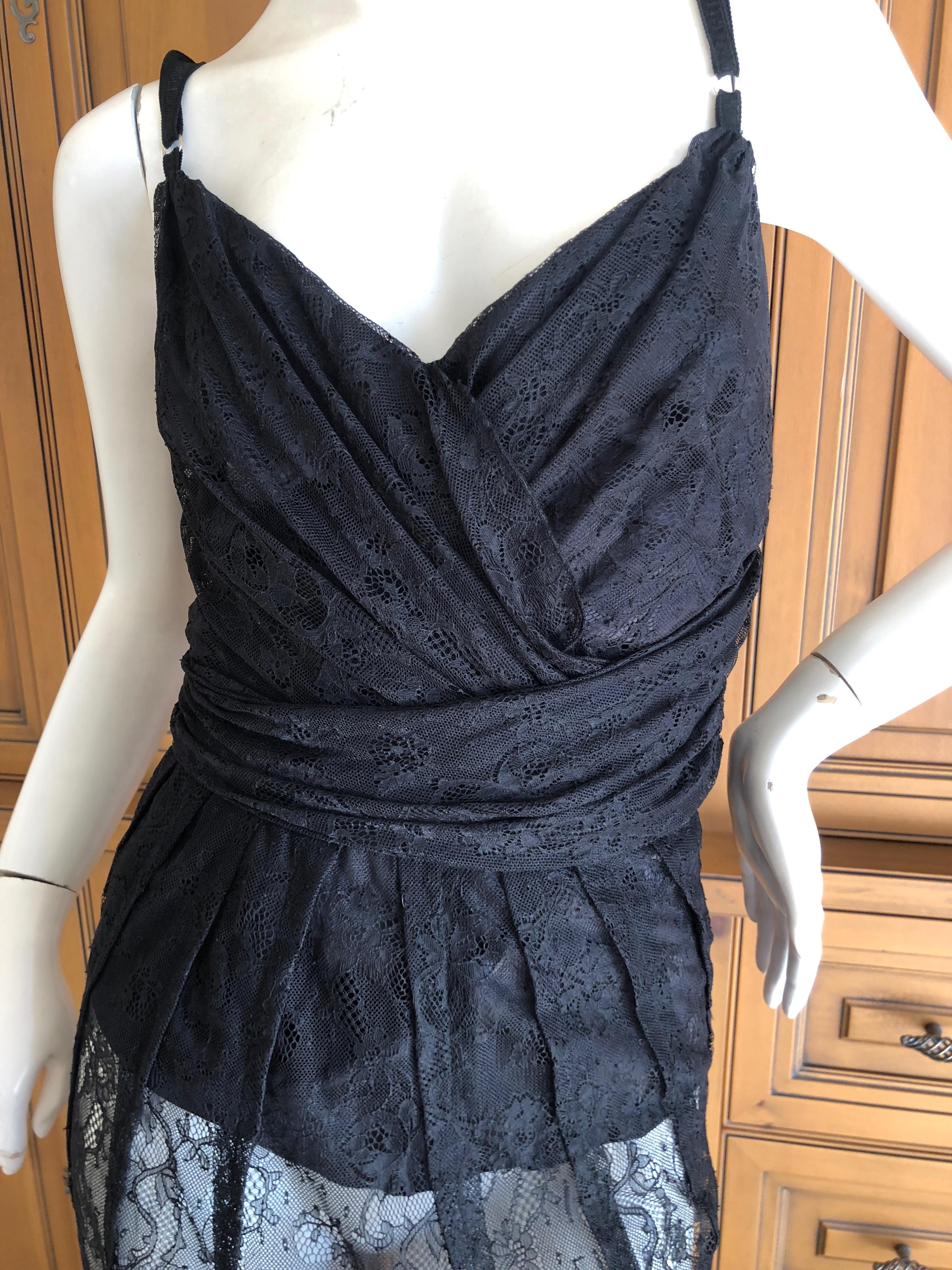 D&G Dolce & Gabbana Sheer Black Lace Vintage Evening Dress with Train For Sale 2