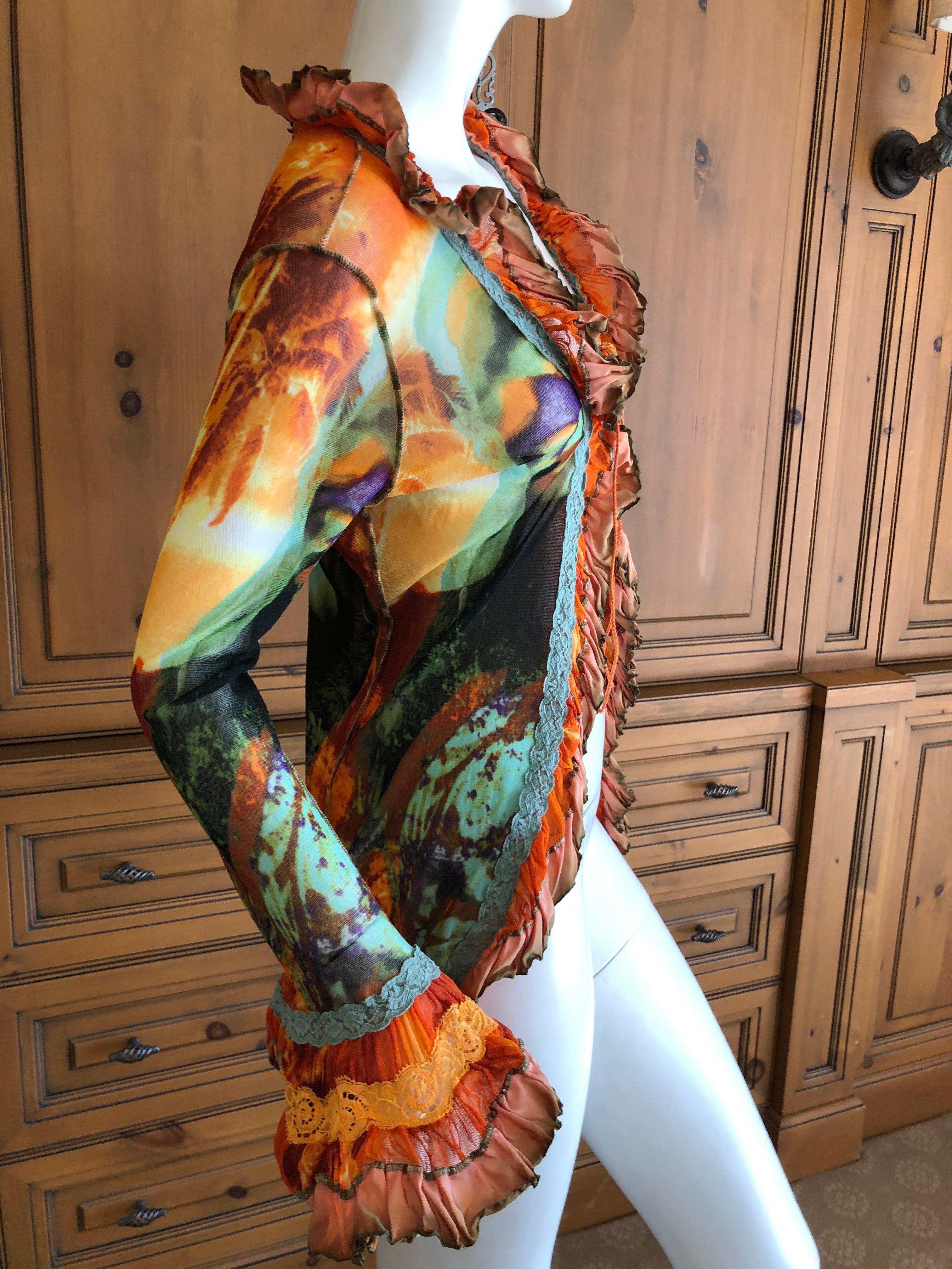 Jean Paul Gaultier Maille Femme Vintage Ruffle Face Print Cardigan