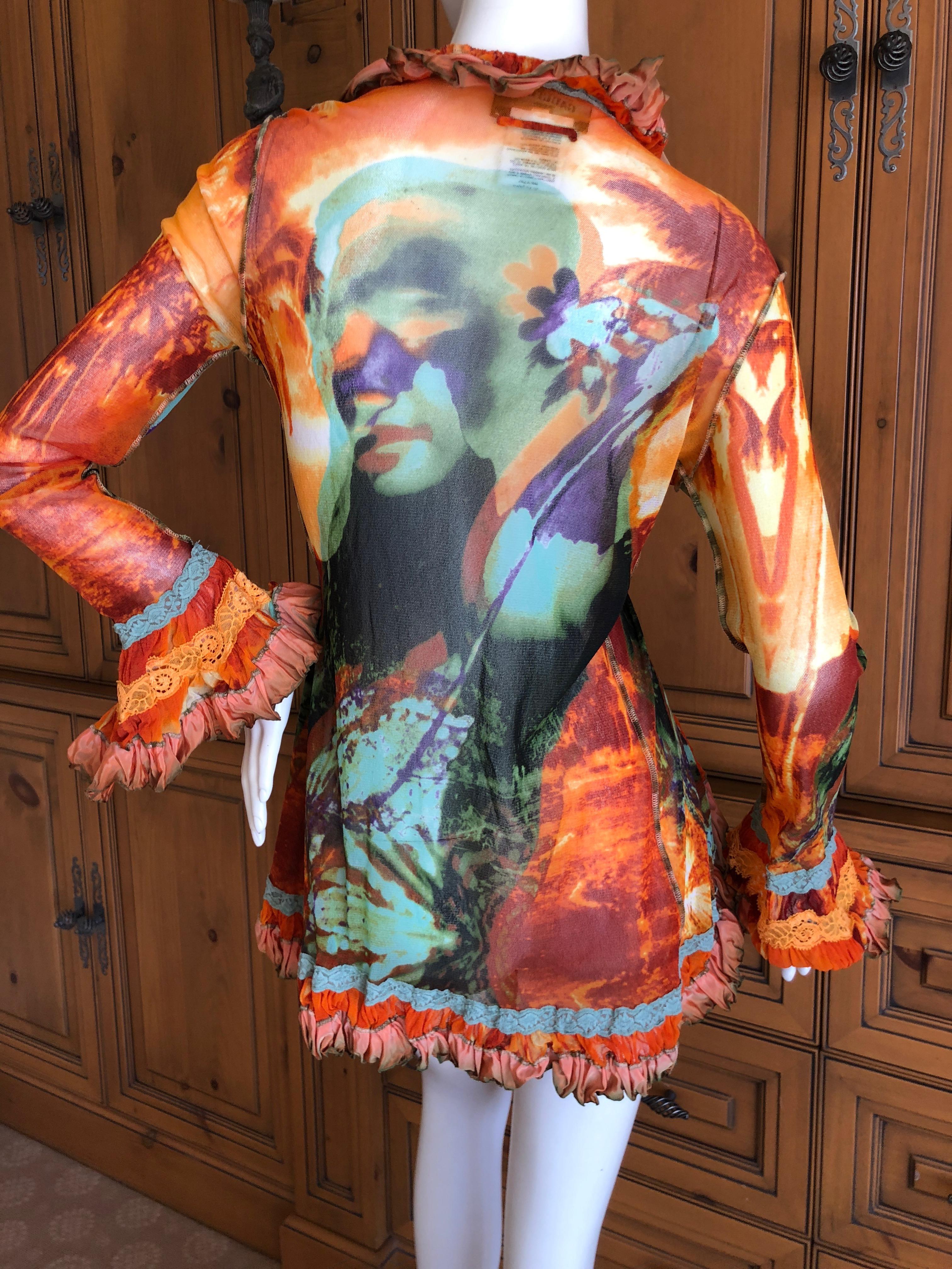 Jean Paul Gaultier Maille Femme Vintage Ruffle Face Print Cardigan