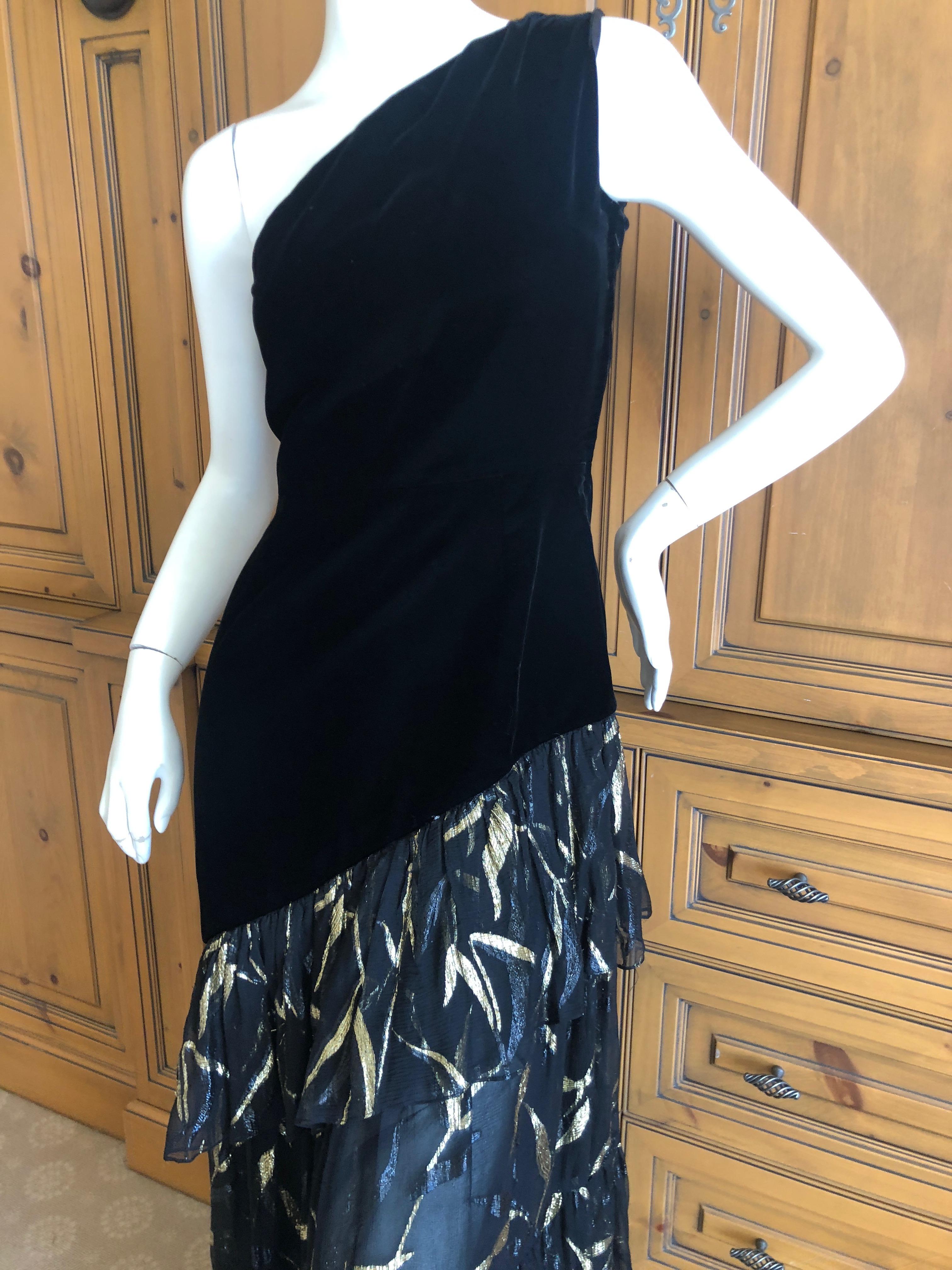 Women's Yves Saint Laurent Rive Gauche '76 Black Velvet One Shoulder Evening Dress  For Sale