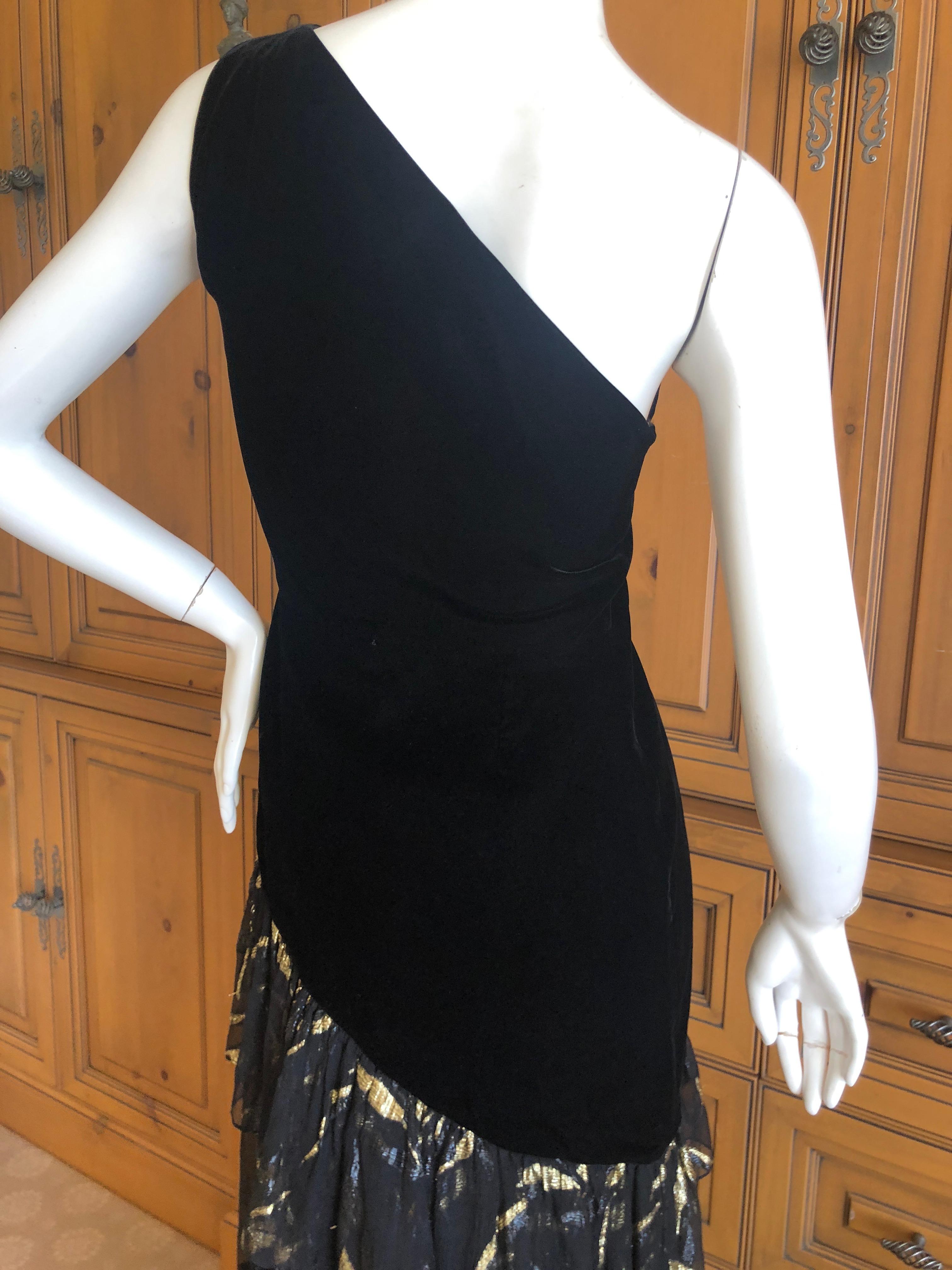 Yves Saint Laurent Rive Gauche '76 Black Velvet One Shoulder Evening Dress  For Sale 3