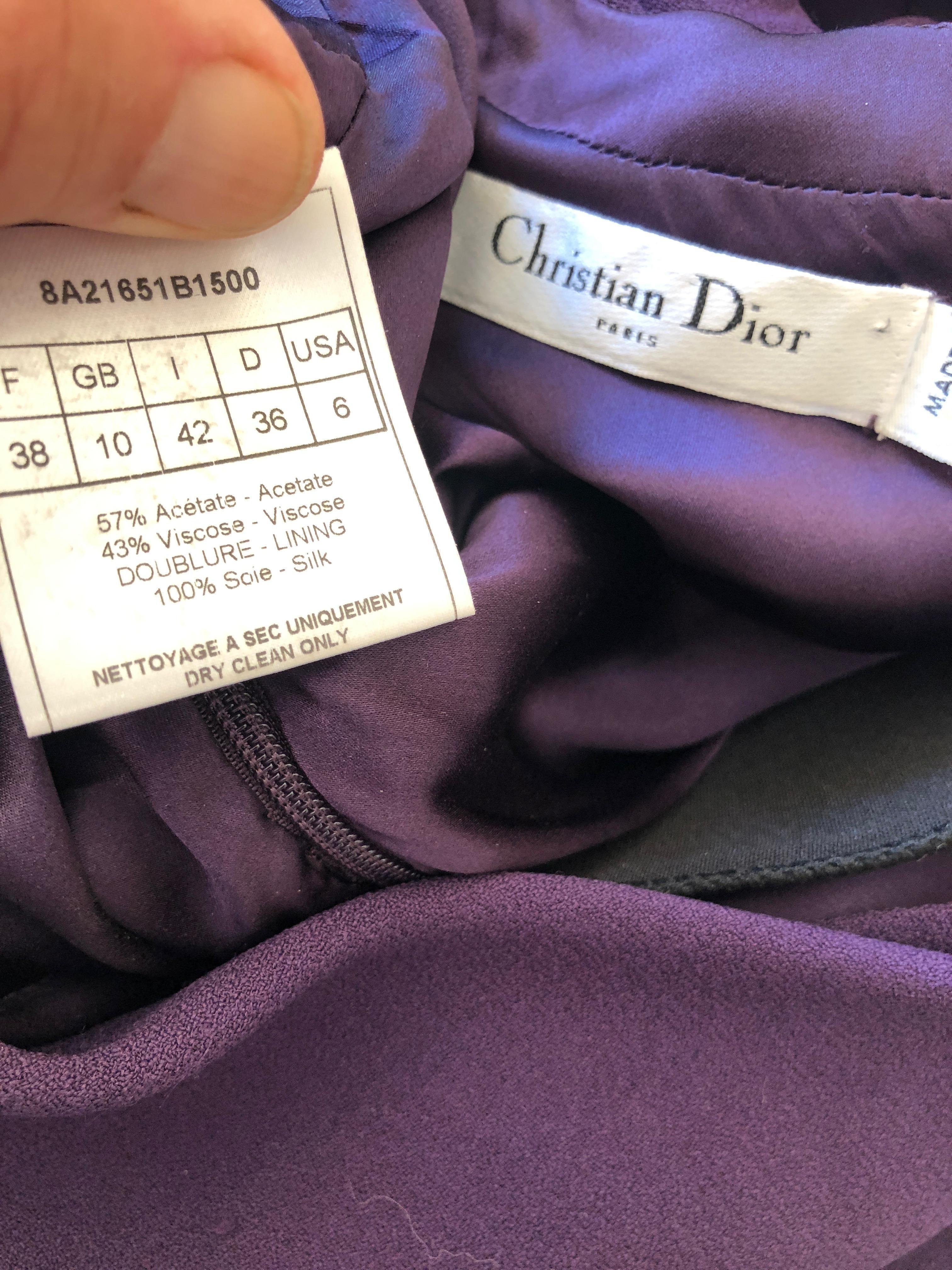 Christian Dior by John Galliano Purple Vintage Silk Lined Evening Dress w Shawl For Sale 4