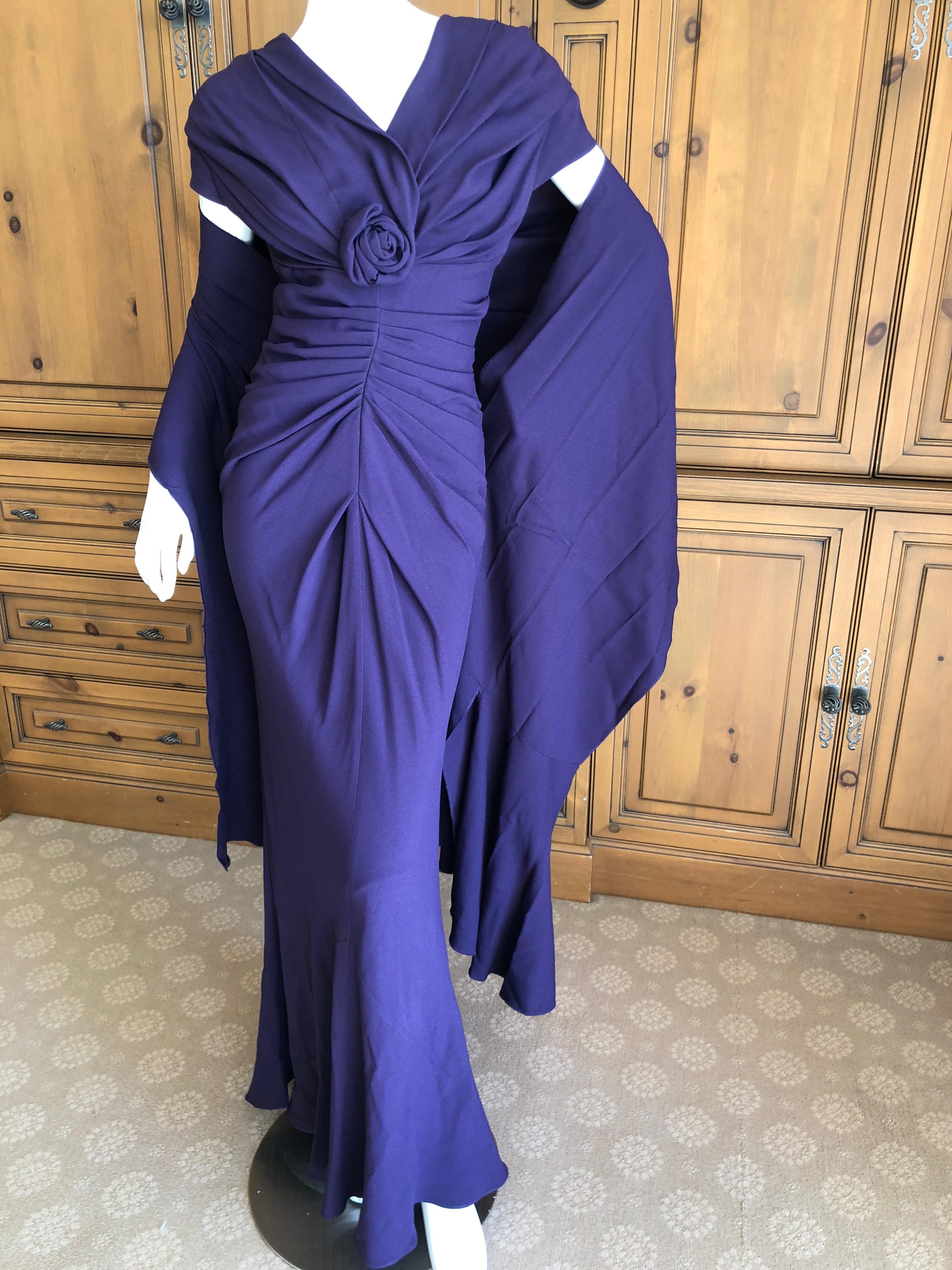 purple dress with shawl