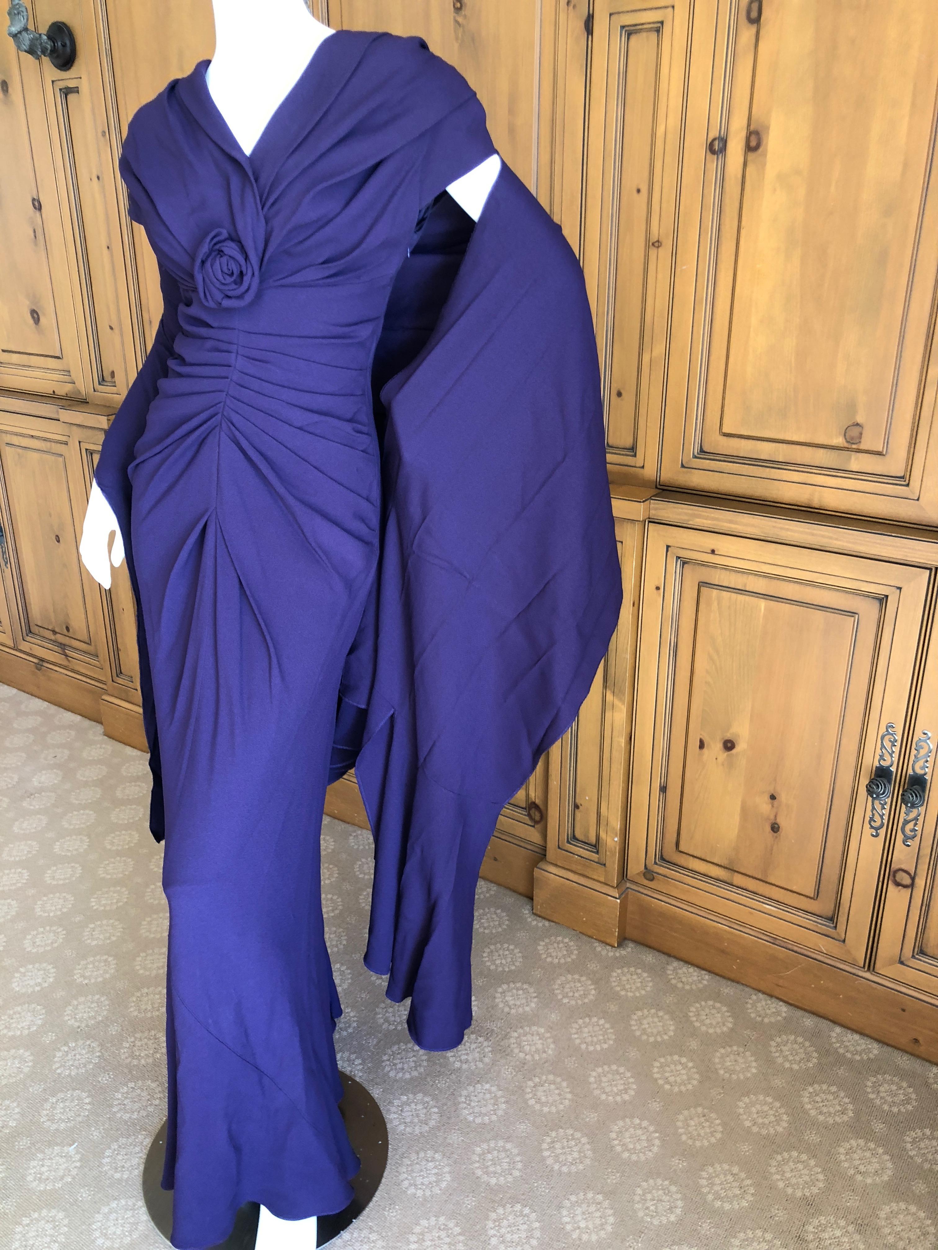 Christian Dior by John Galliano Purple Vintage Silk Lined Evening Dress w Shawl In Excellent Condition For Sale In Cloverdale, CA