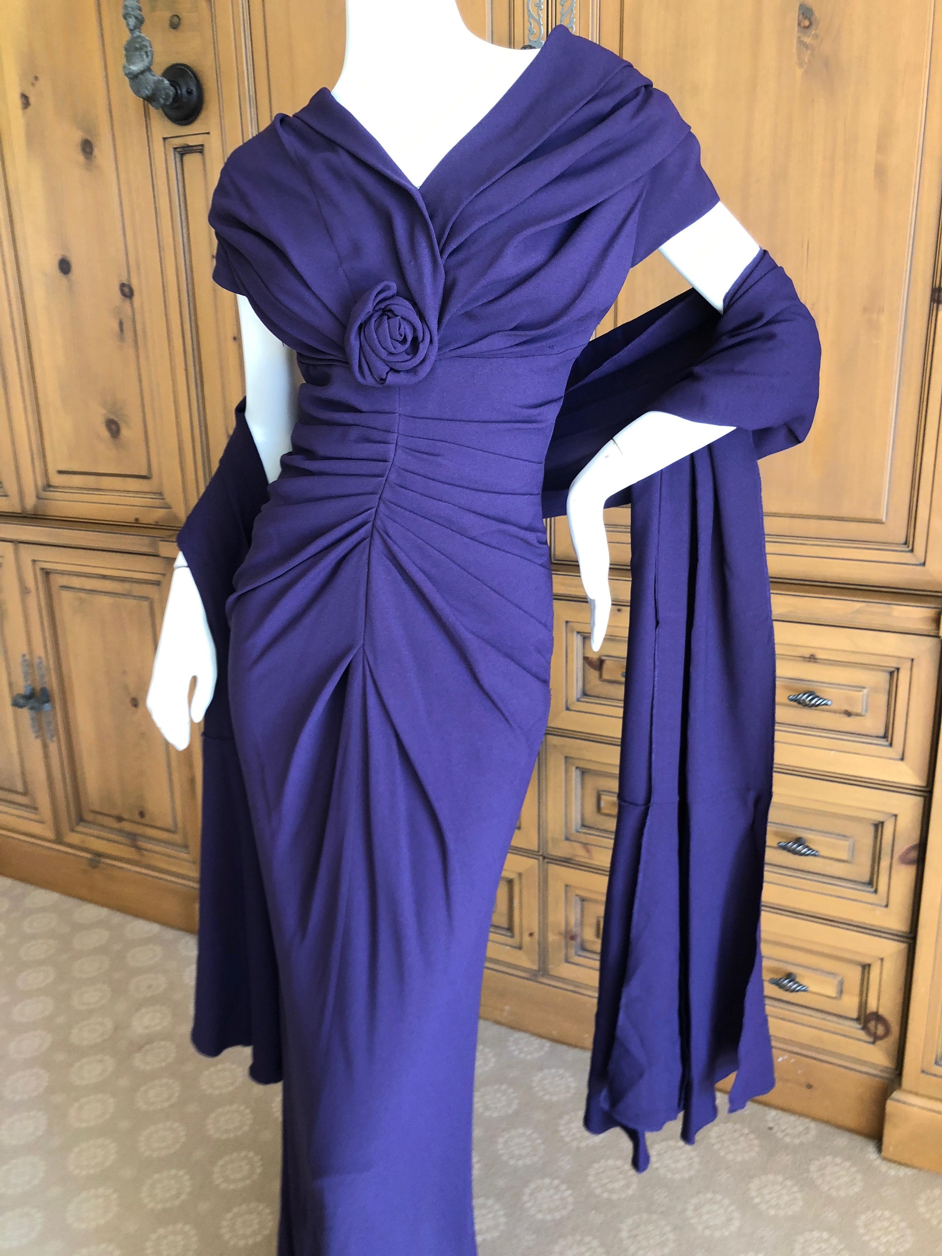 Christian Dior by John Galliano Purple Vintage Silk Lined Evening Dress w Shawl For Sale 3