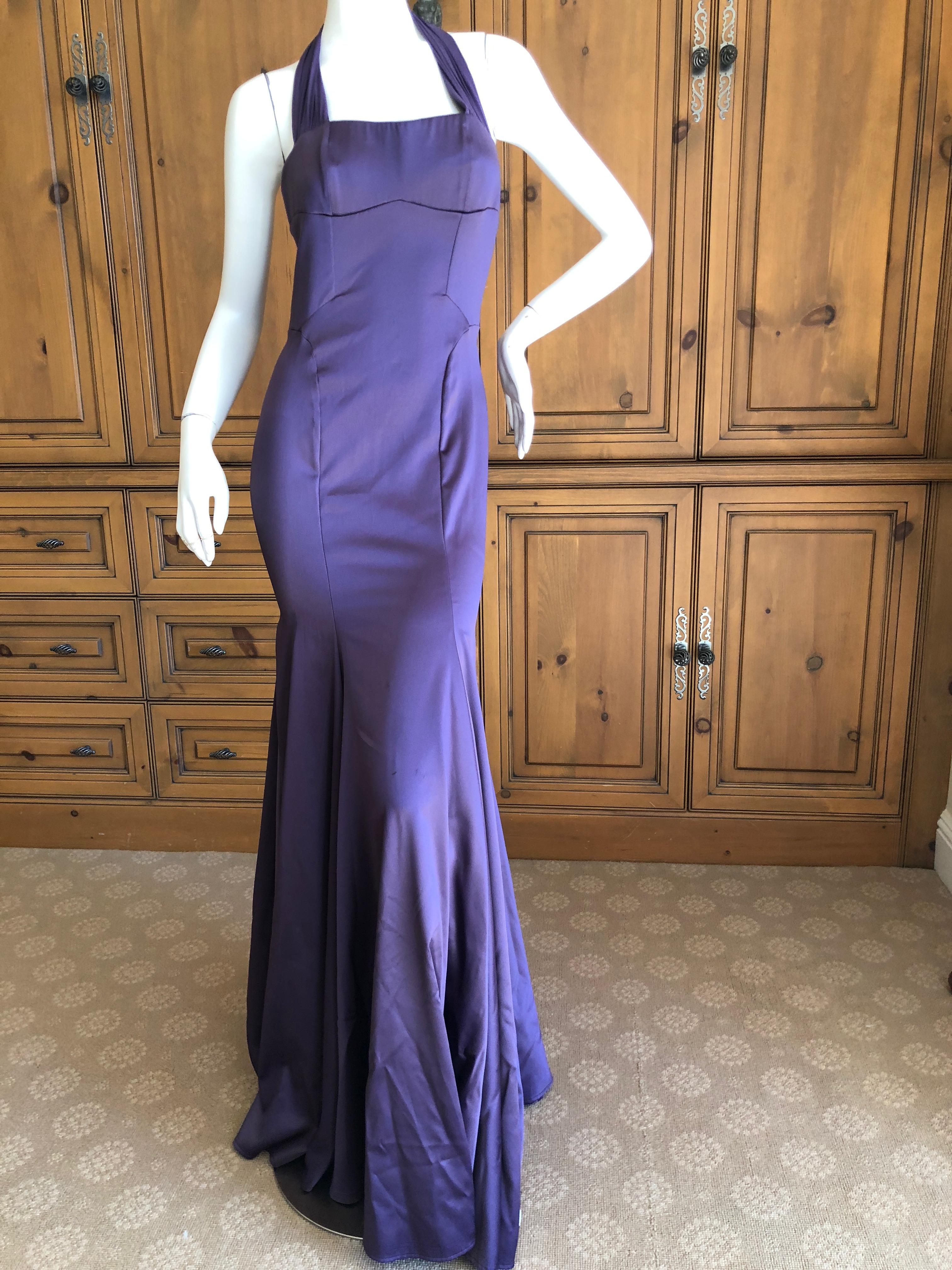 Roberto Cavalli Vintage Purple Silk Mermaid Evening Dress for Just Cavalli.
Sculpted to the body, with miles of silk in the train , this is just wonderful.
Size 42, but runs small.
Bust 34