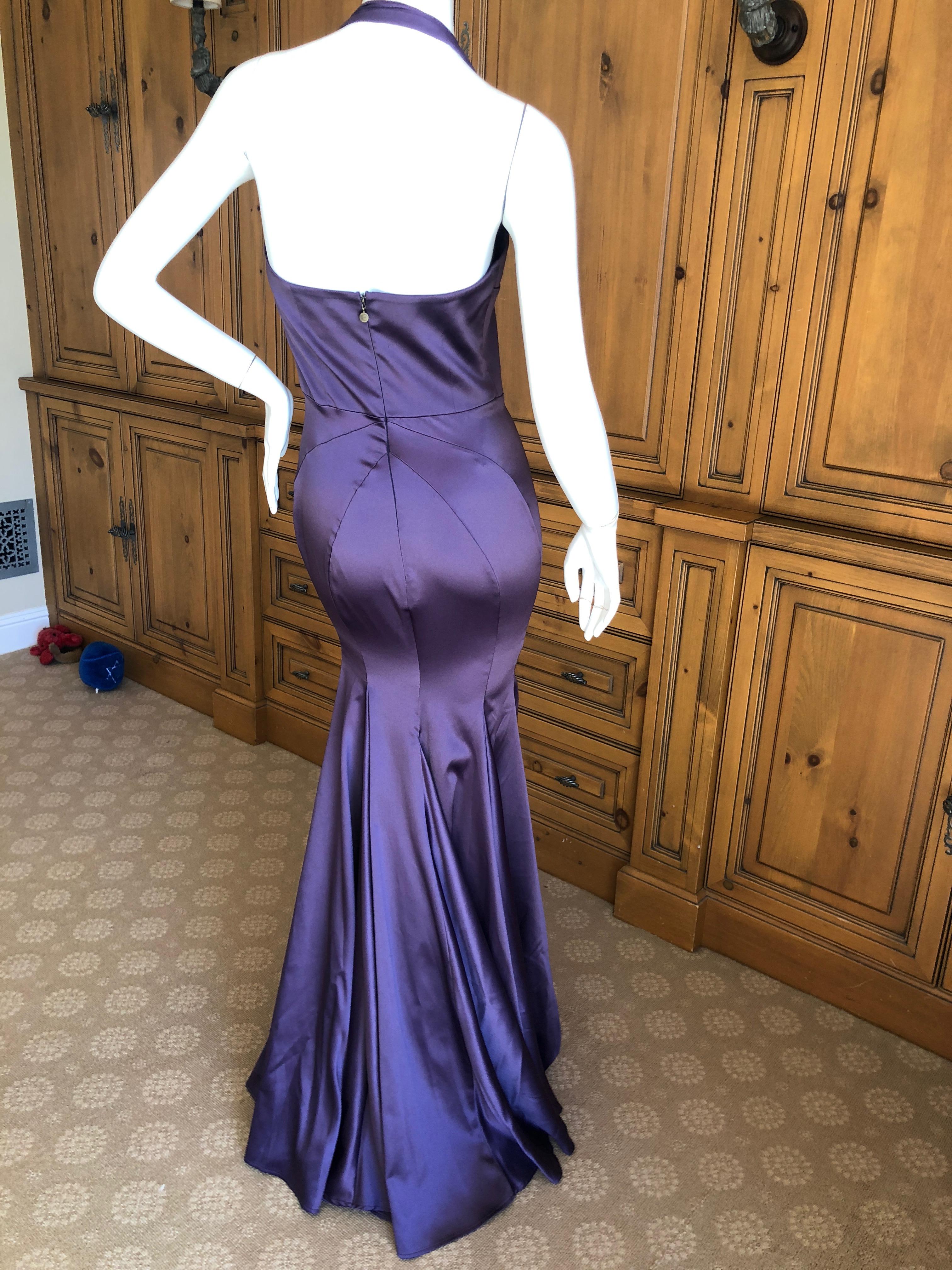 Roberto Cavalli Just Cavalli  Vintage Purple Silk Mermaid Evening Dress & Shawl  In Excellent Condition For Sale In Cloverdale, CA