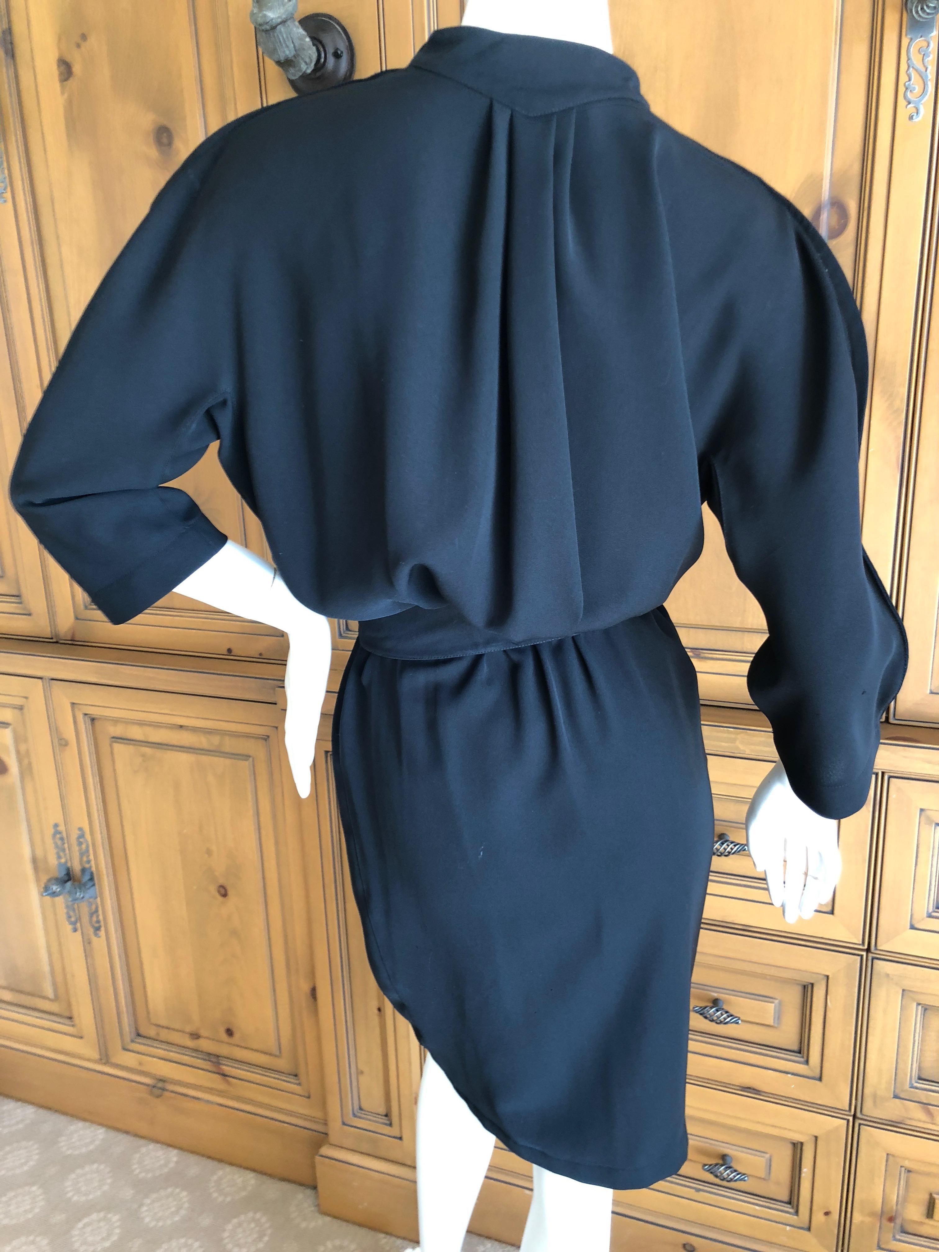 Thierry Mugler Paris Snap Front Black Cotton Wrap Dress with Belt 3