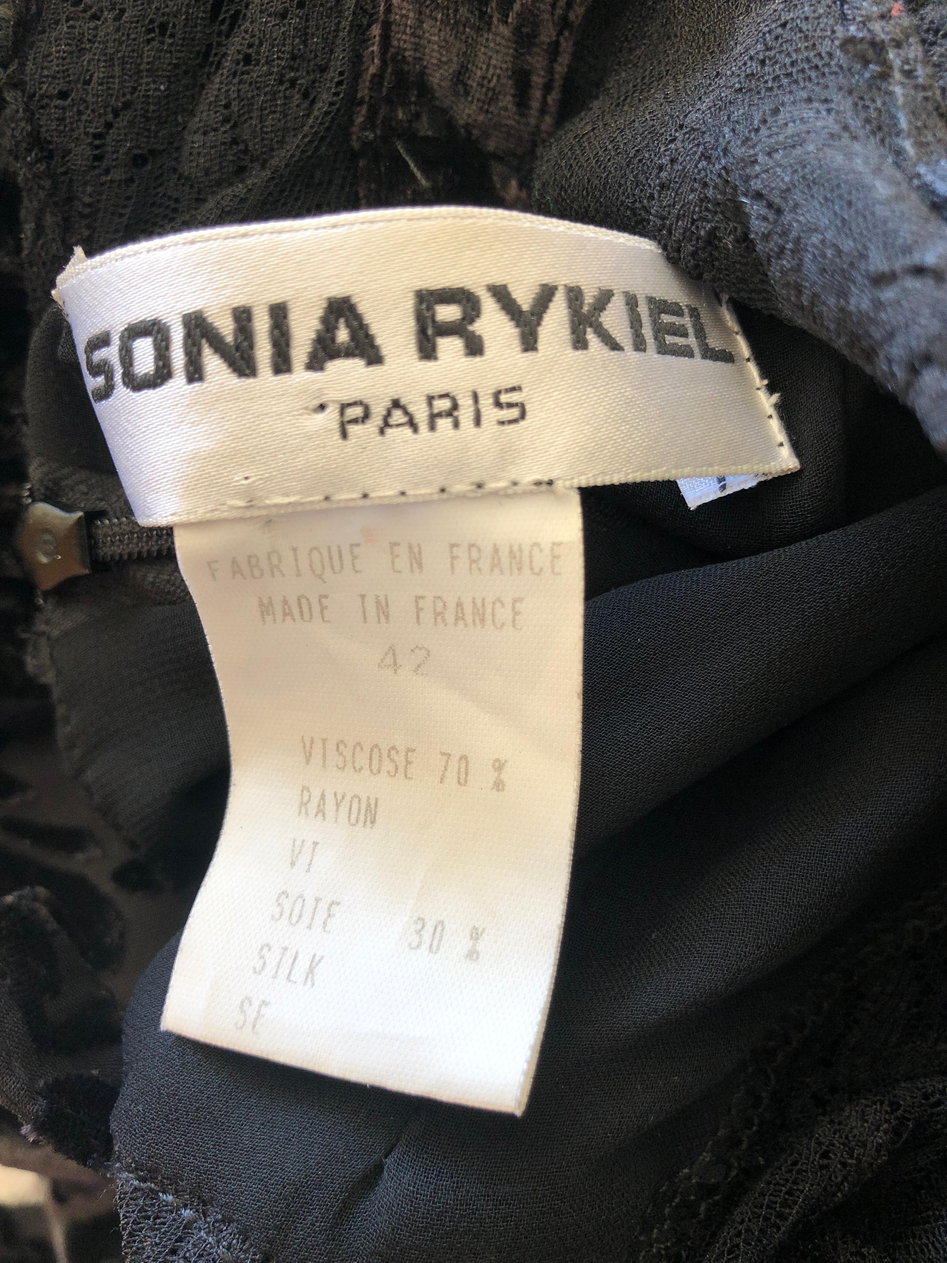 Sonia Rykiel Black Devore Velvet and Lace Vintage Dress For Sale 6