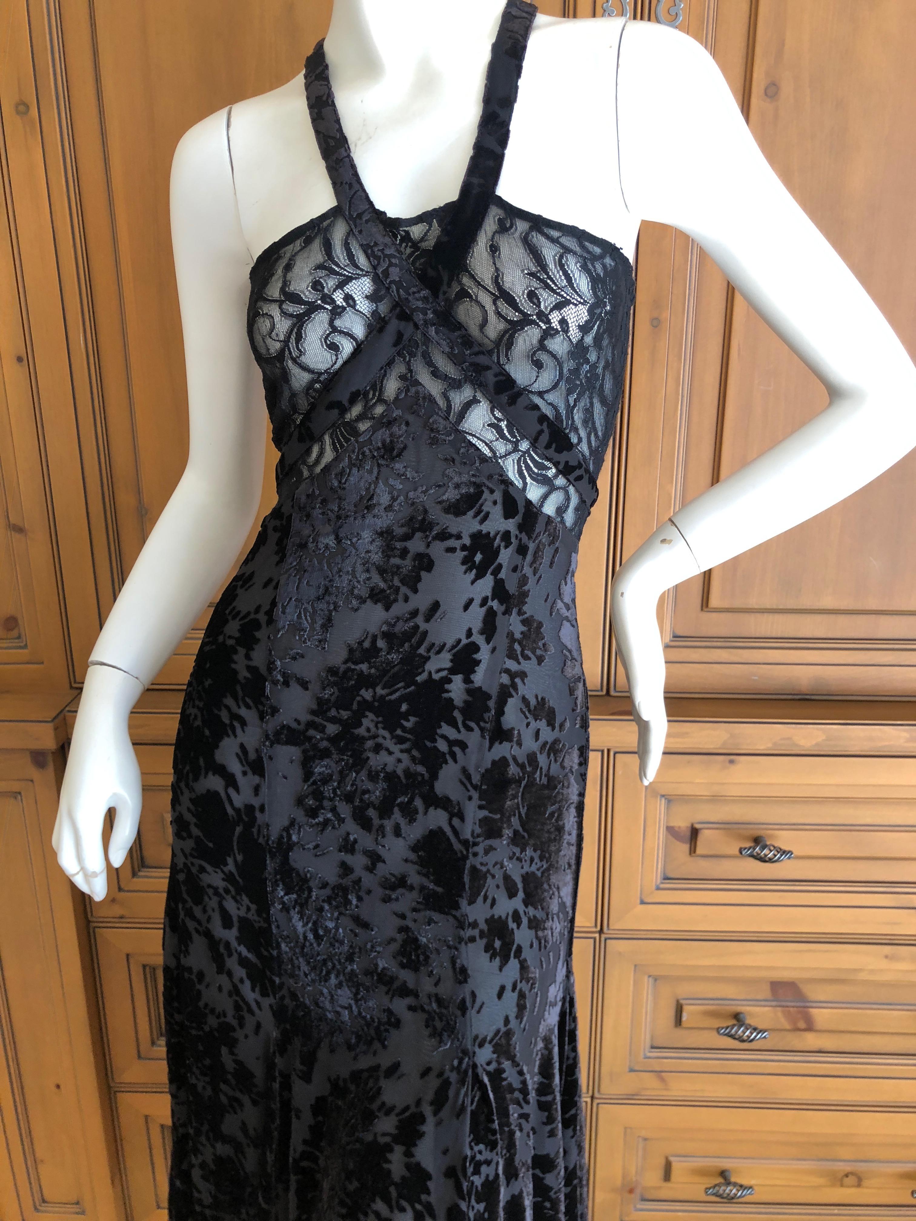 Sonia Rykiel Black Devore Velvet and Lace Vintage Dress For Sale 2