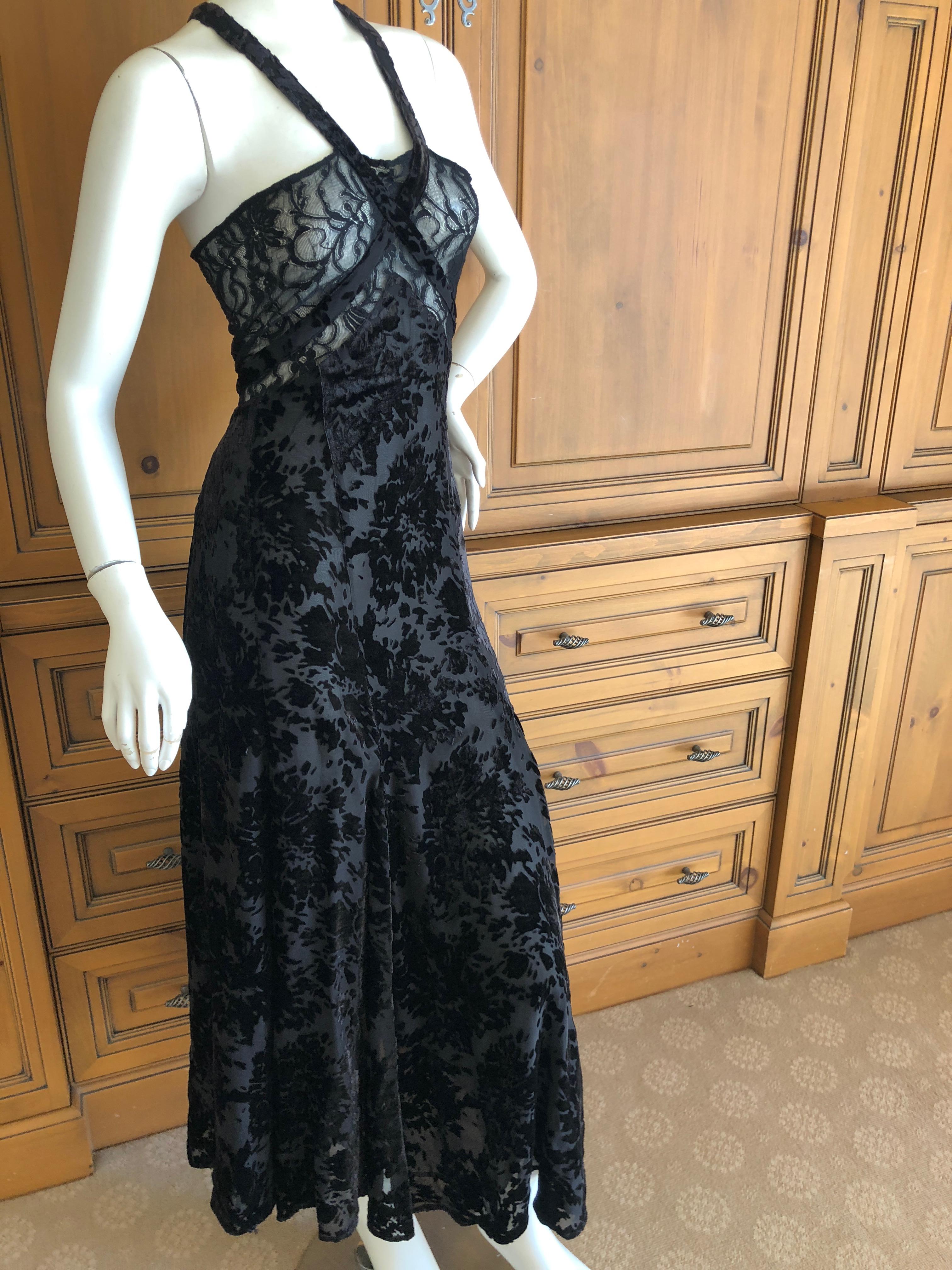 Sonia Rykiel Black Devore Velvet and Lace Vintage Dress For Sale 3