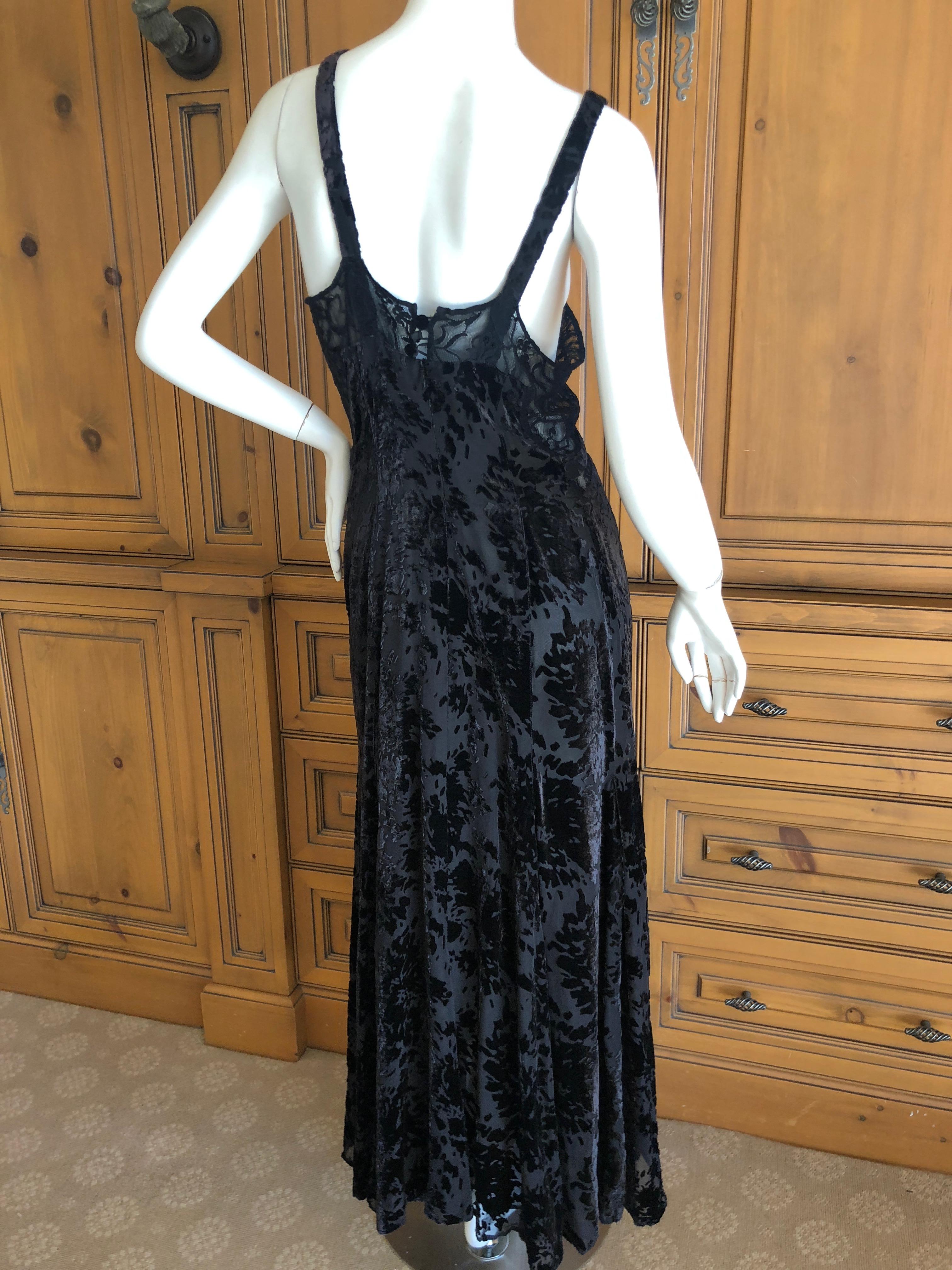 Sonia Rykiel Black Devore Velvet and Lace Vintage Dress For Sale 5