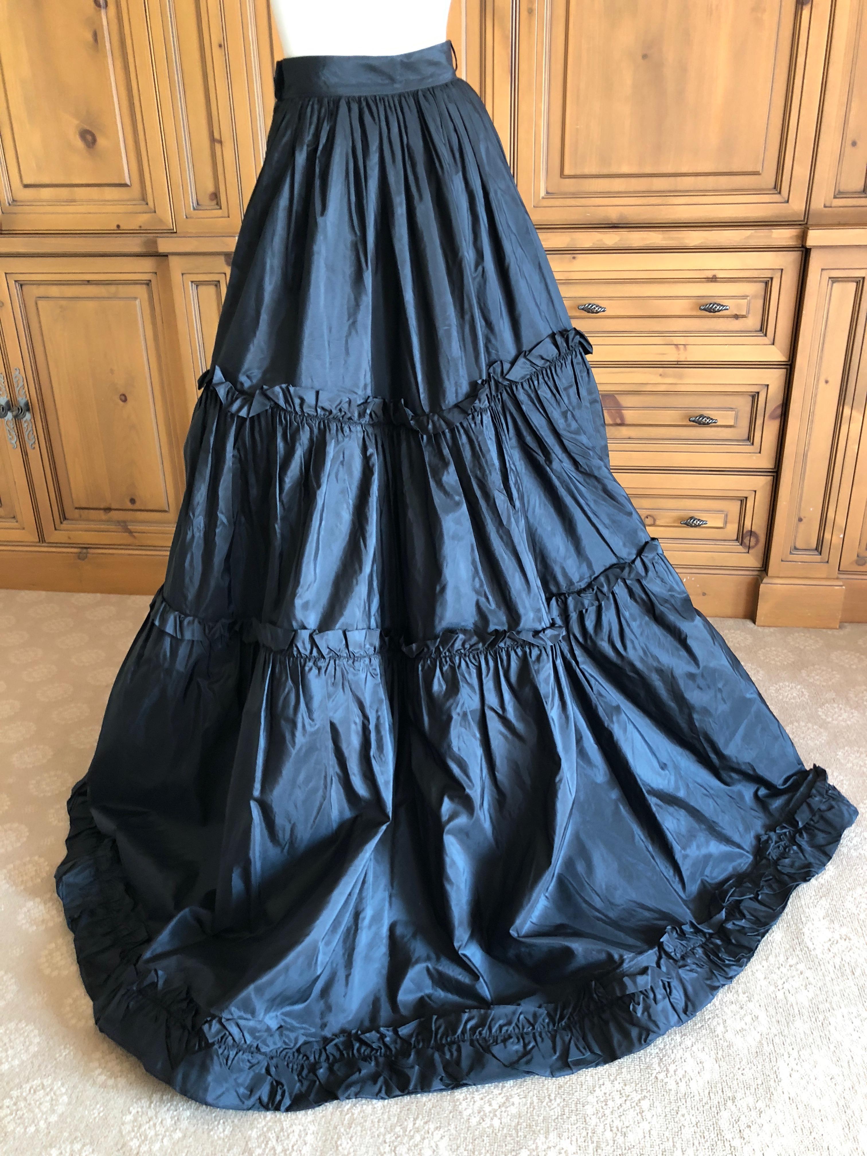 Yves Saint Laurent Rive Guache 1982 Dramatic Black Taffeta Ball Skirt with Train In New Condition For Sale In Cloverdale, CA