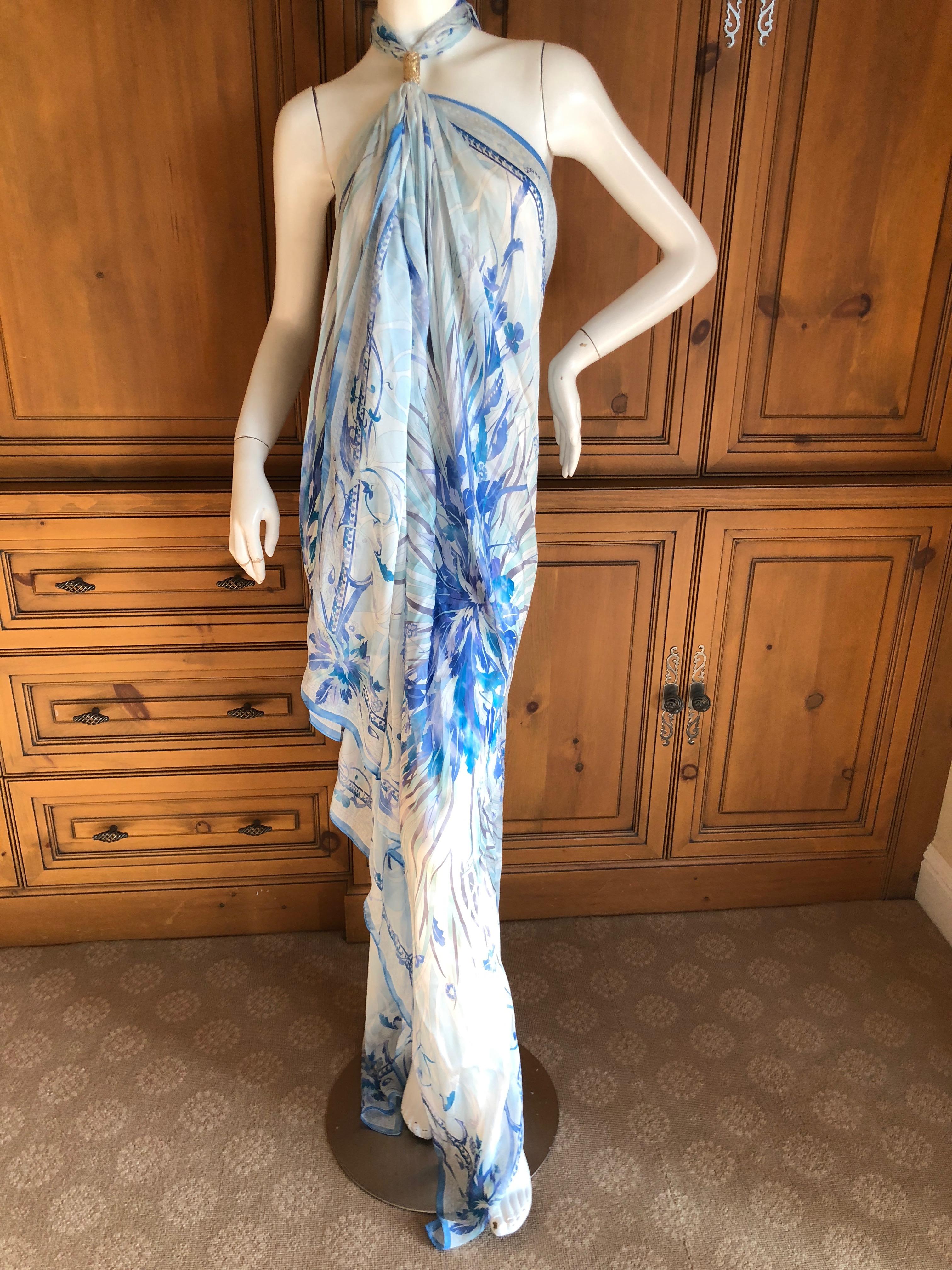 Emilio Pucci Colorful Silk Pattern Halter Maxi Dress Beach Cover Up NWT In New Condition In Cloverdale, CA
