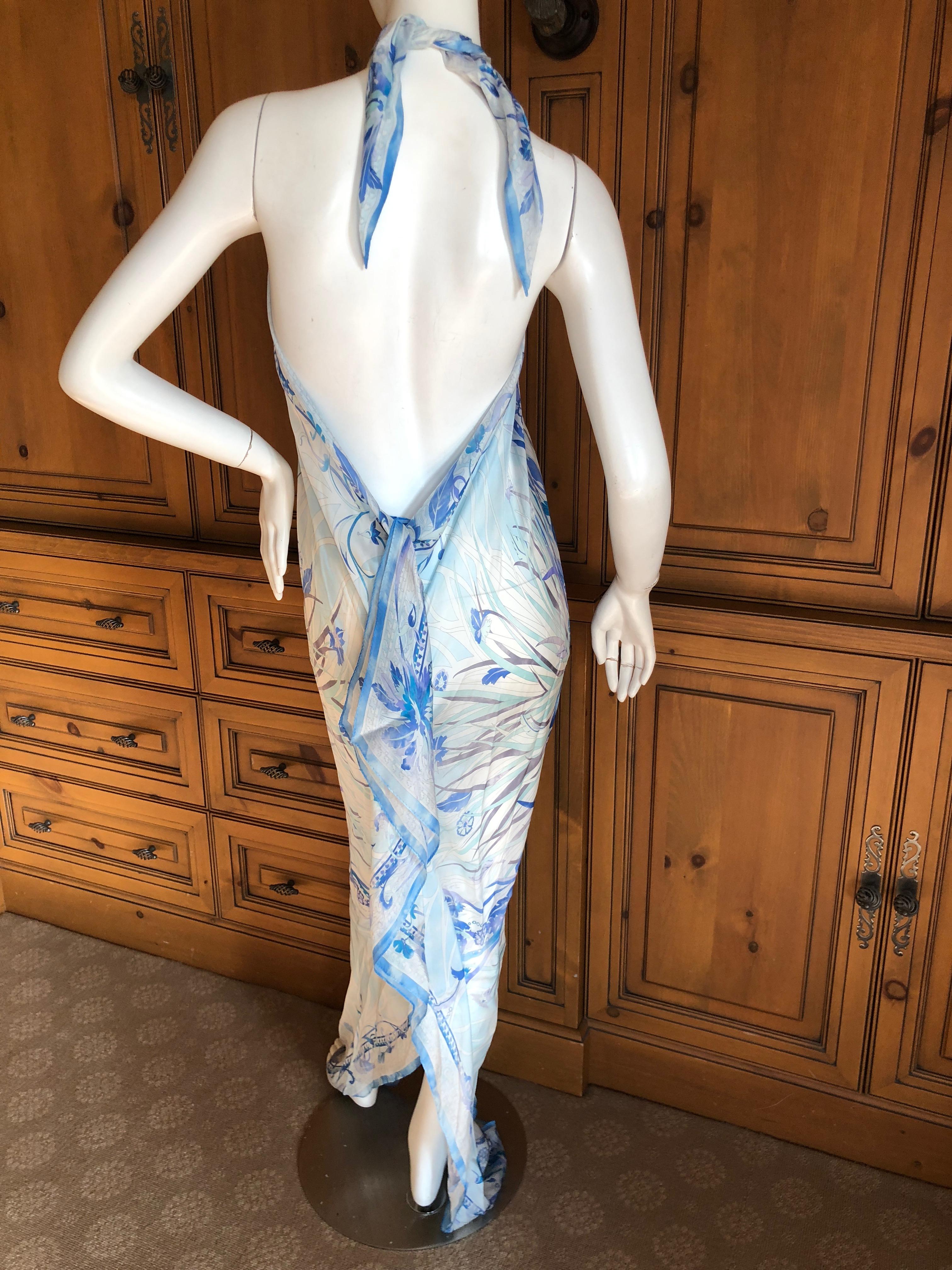 Emilio Pucci Colorful Silk Pattern Halter Maxi Dress Beach Cover Up NWT 3