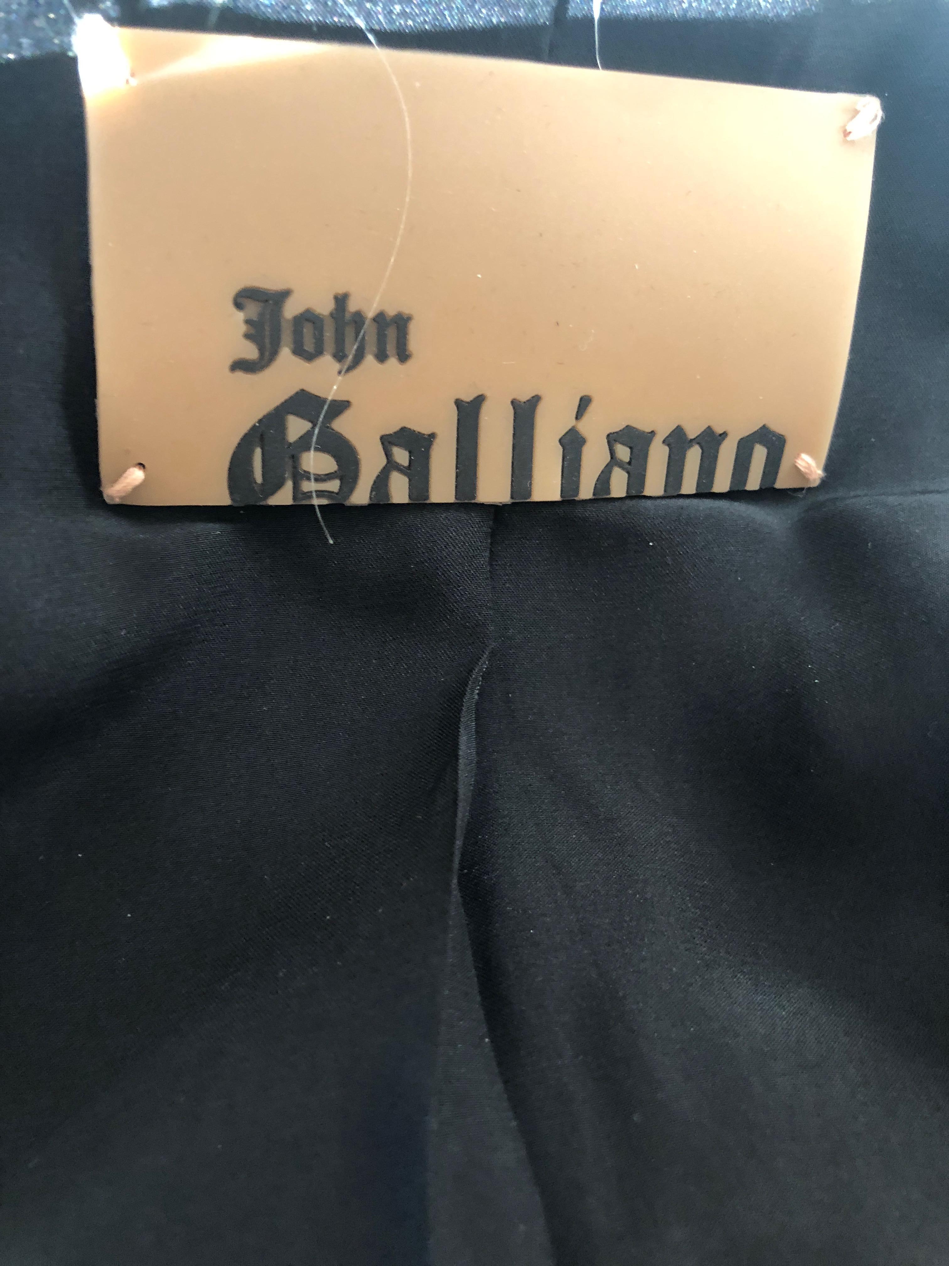 John Galliano Black Vintage Jacket w Lace Trim Mongolian Lamb Fur Collar & Cuffs For Sale 8