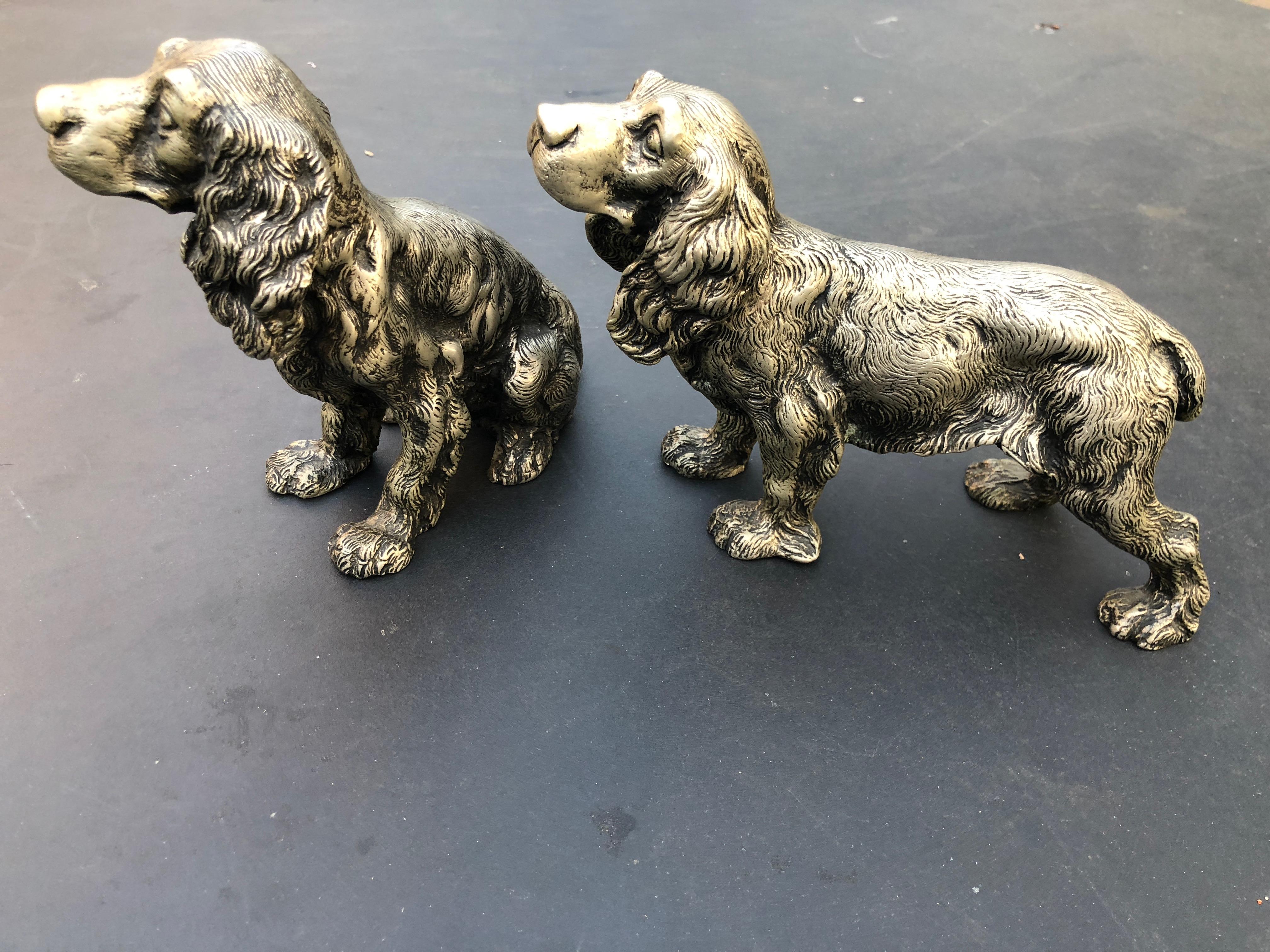 Gucci Large Vintage Oxidized Silver Tone Spaniel Table Top Sculptures or Door Stops.
1970's Gucci , these are substantial, and weigh a lot. Perhaps they were door stops?
Signed Gucci Italy on each sculpture.
Sitting spaniel 6
