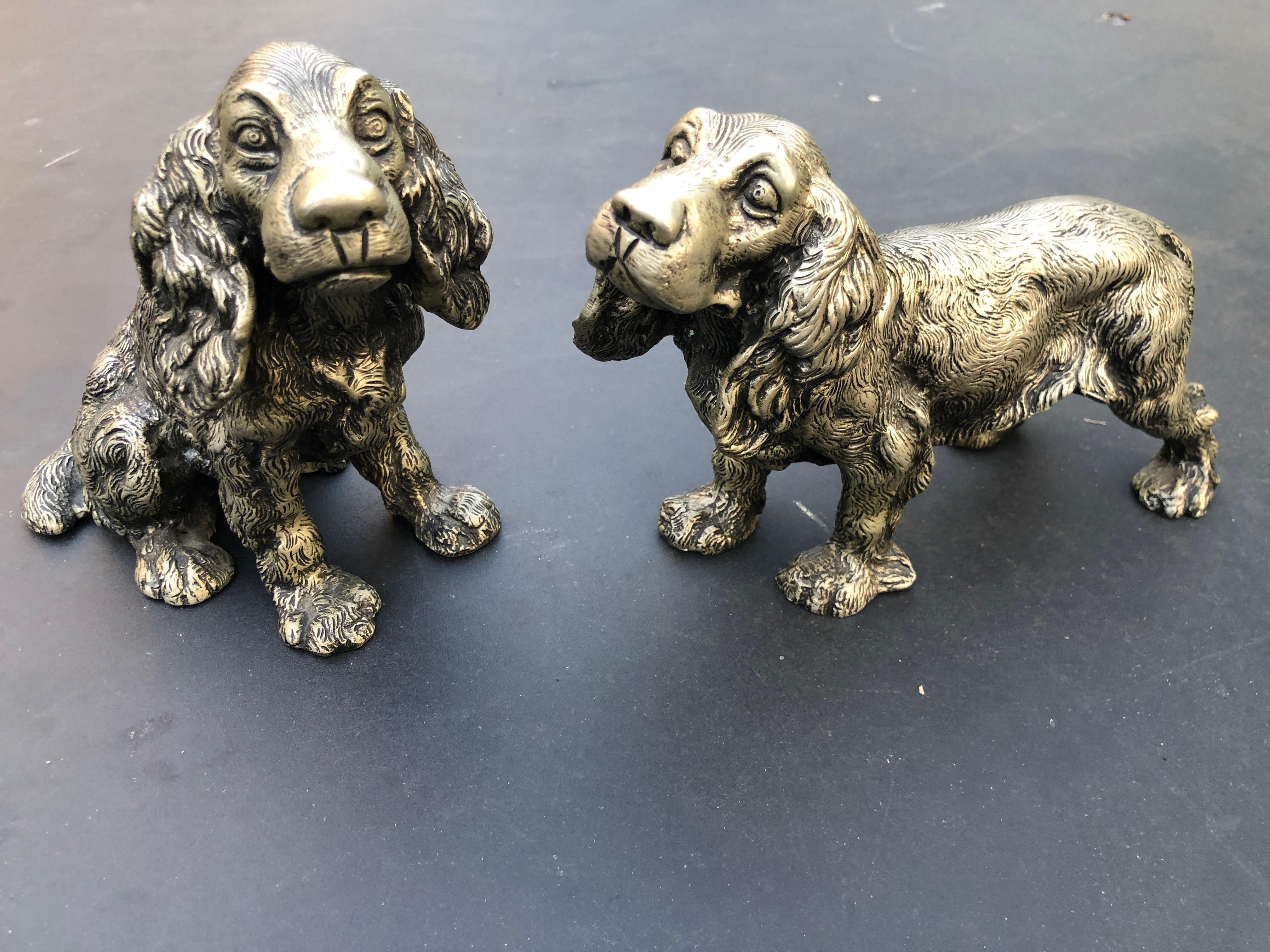 Women's or Men's Gucci Large Vintage Oxidized Silver Tone Spaniel Dog Table Top Sculptures