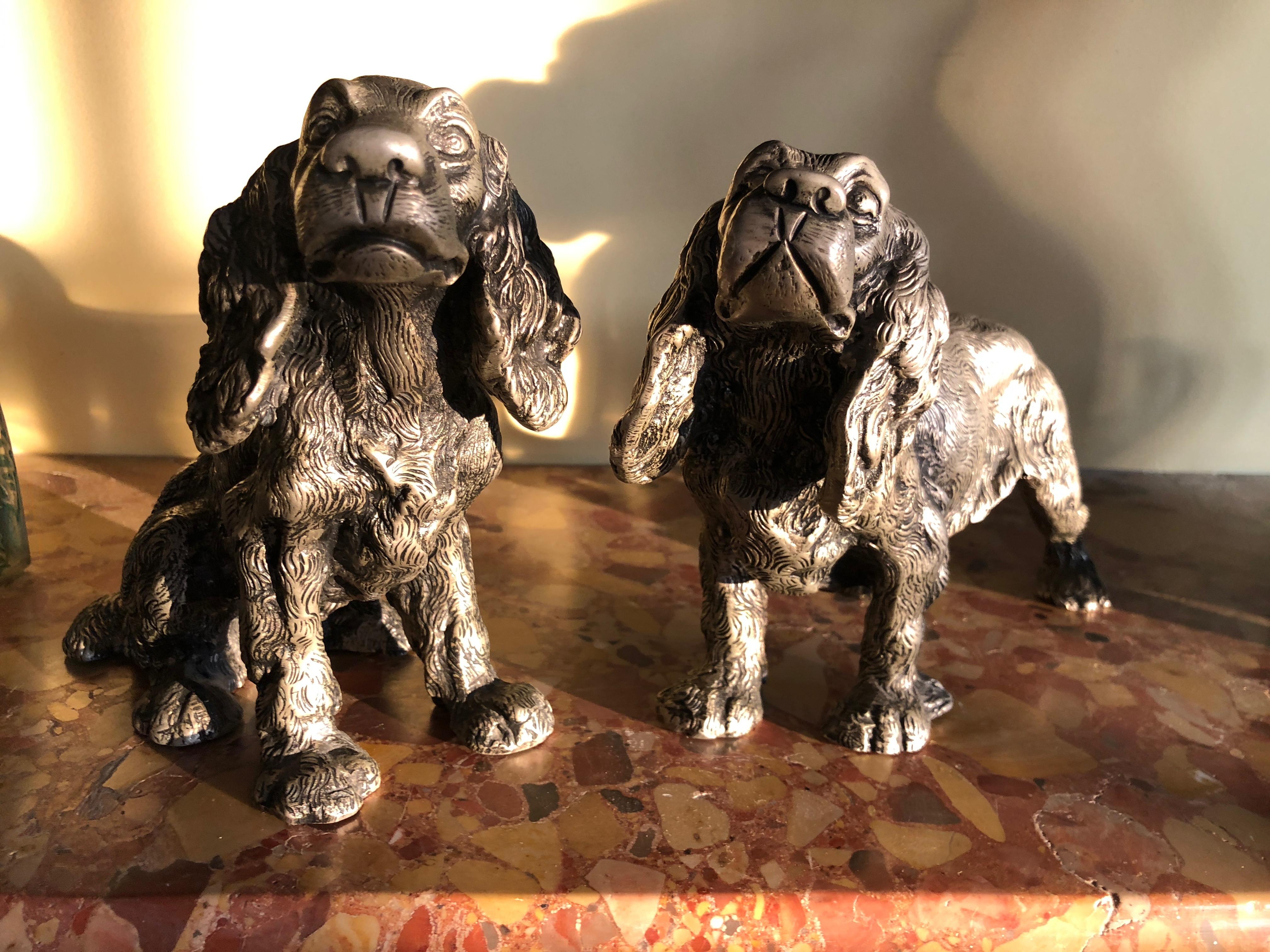 Gucci Large Vintage Oxidized Silver Tone Spaniel Dog Table Top Sculptures 2