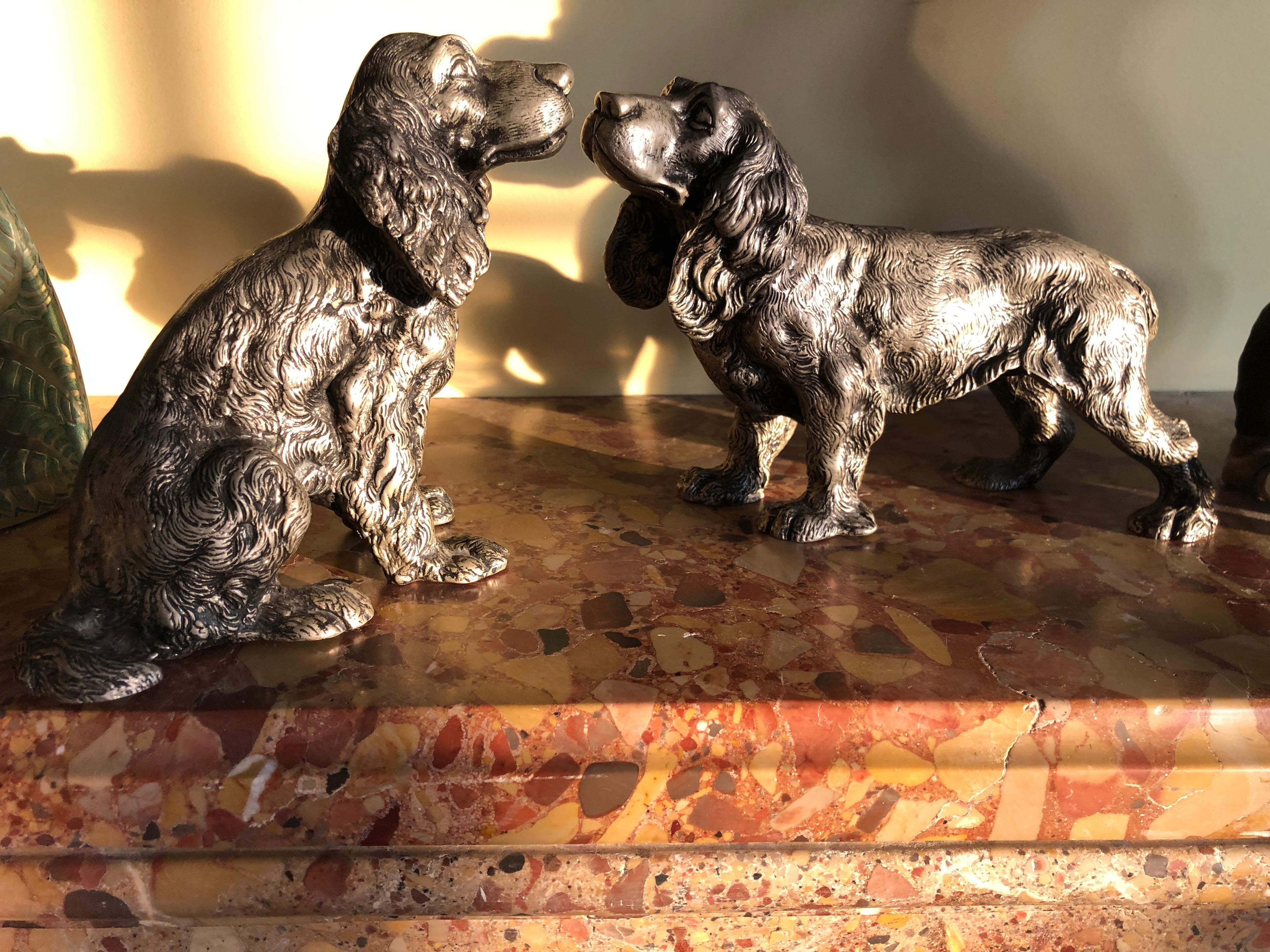 Gucci Large Vintage Oxidized Silver Tone Spaniel Dog Table Top Sculptures 3