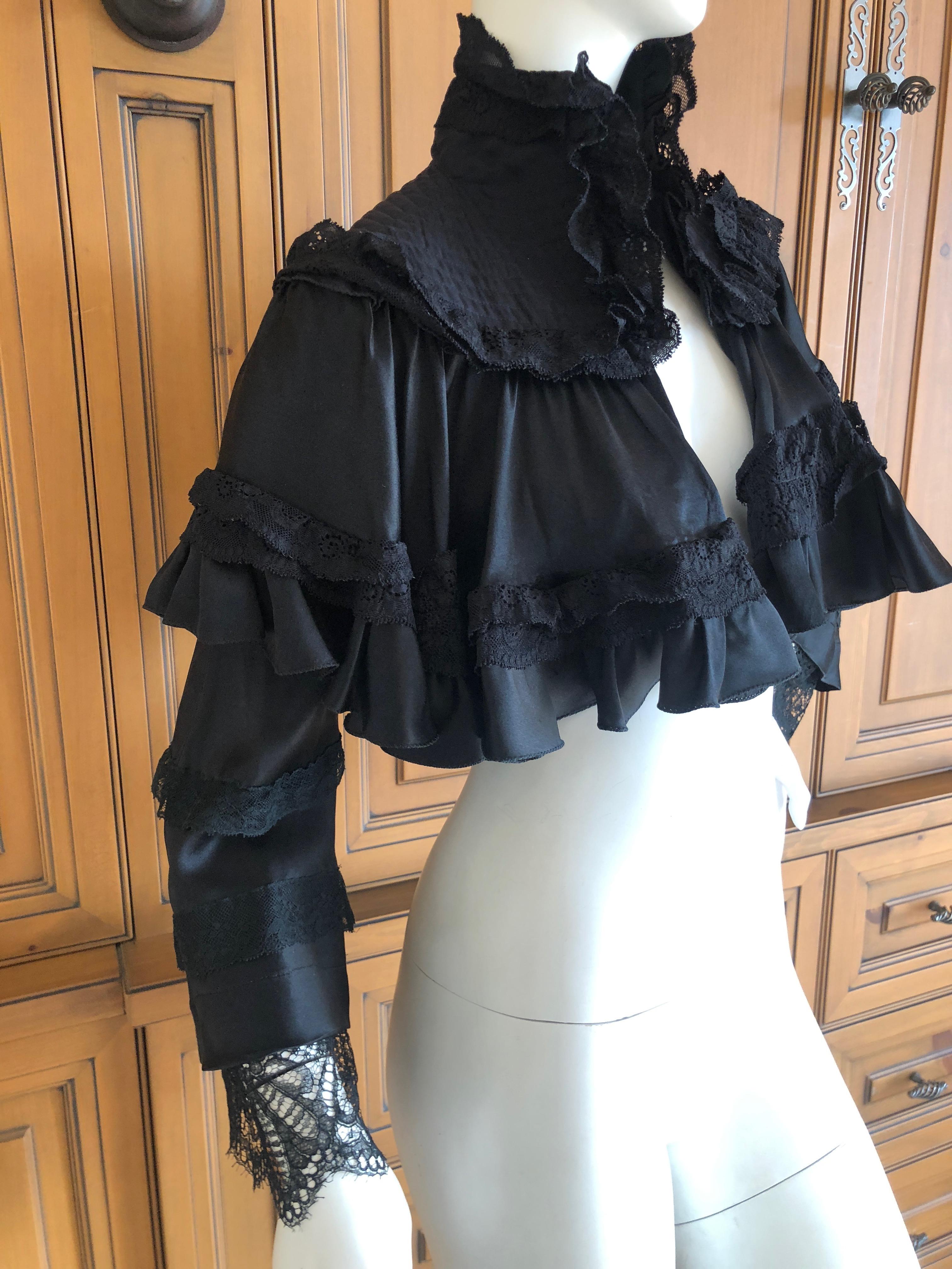 Women's Roberto Cavalli for Just Cavalli Vintage Black Silk Victorian Style Cape Jacket For Sale