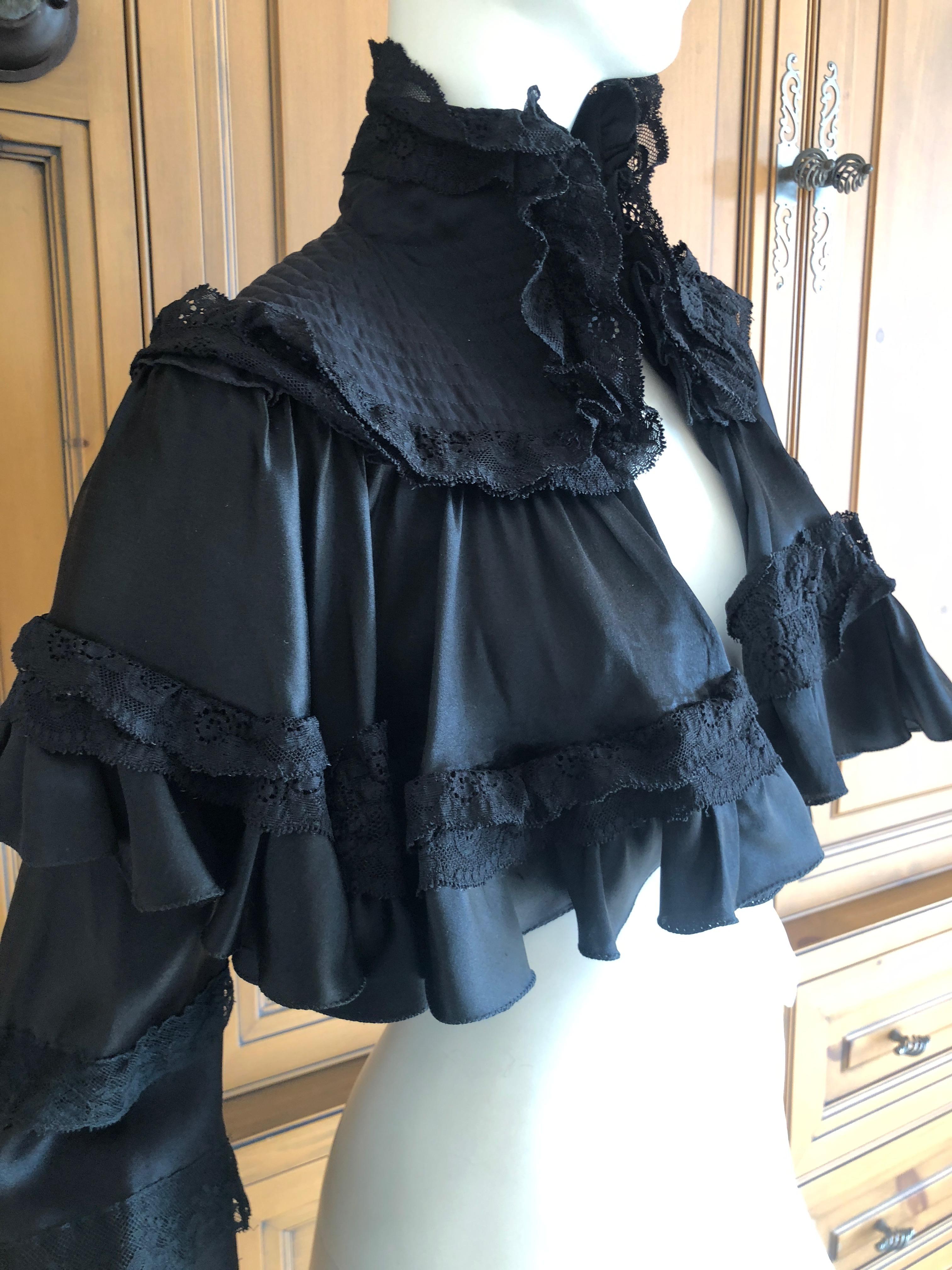 Roberto Cavalli for Just Cavalli Vintage Black Silk Victorian Style Cape Jacket For Sale 1