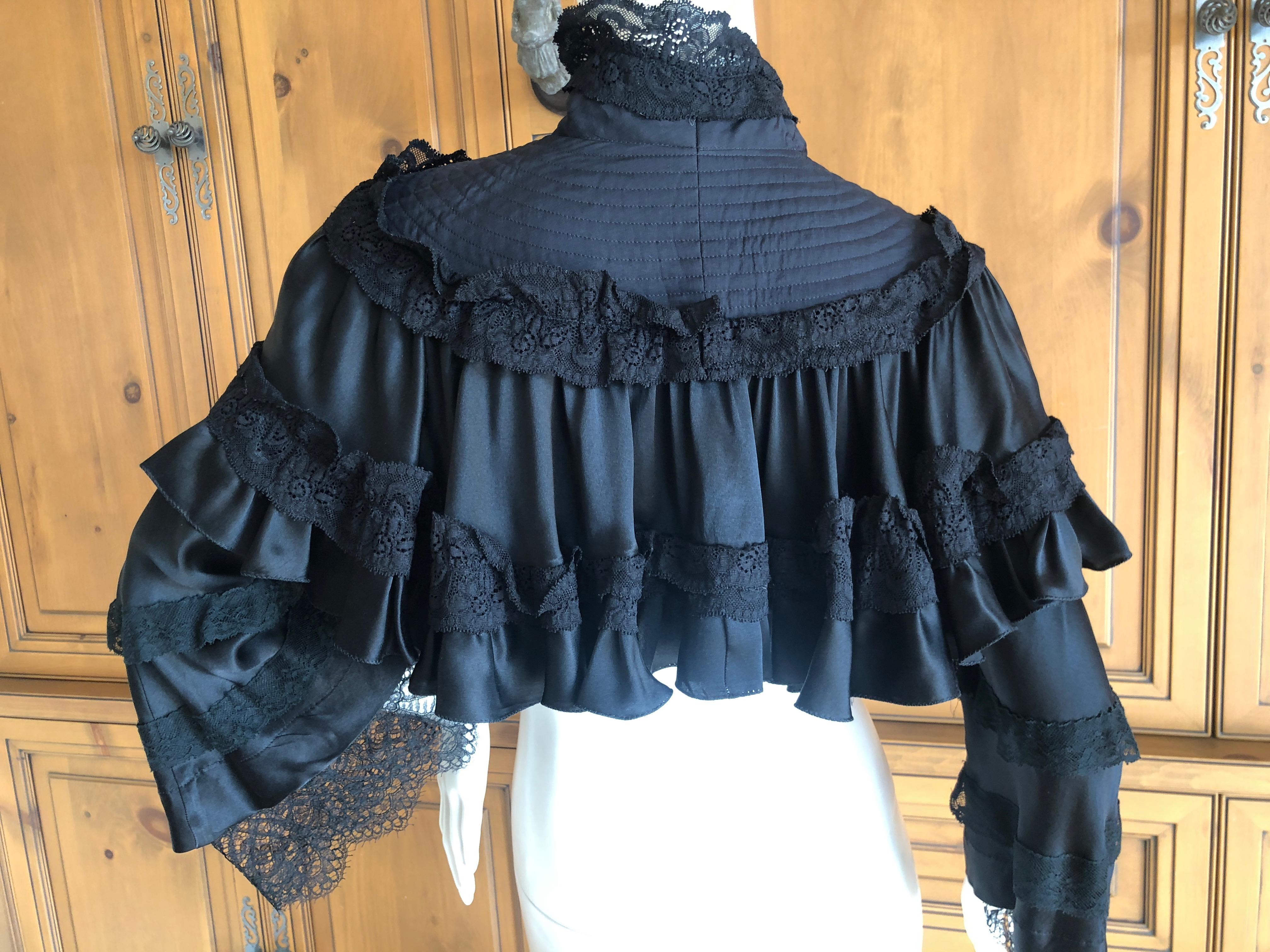 Roberto Cavalli for Just Cavalli Vintage Black Silk Victorian Style Cape Jacket For Sale 2