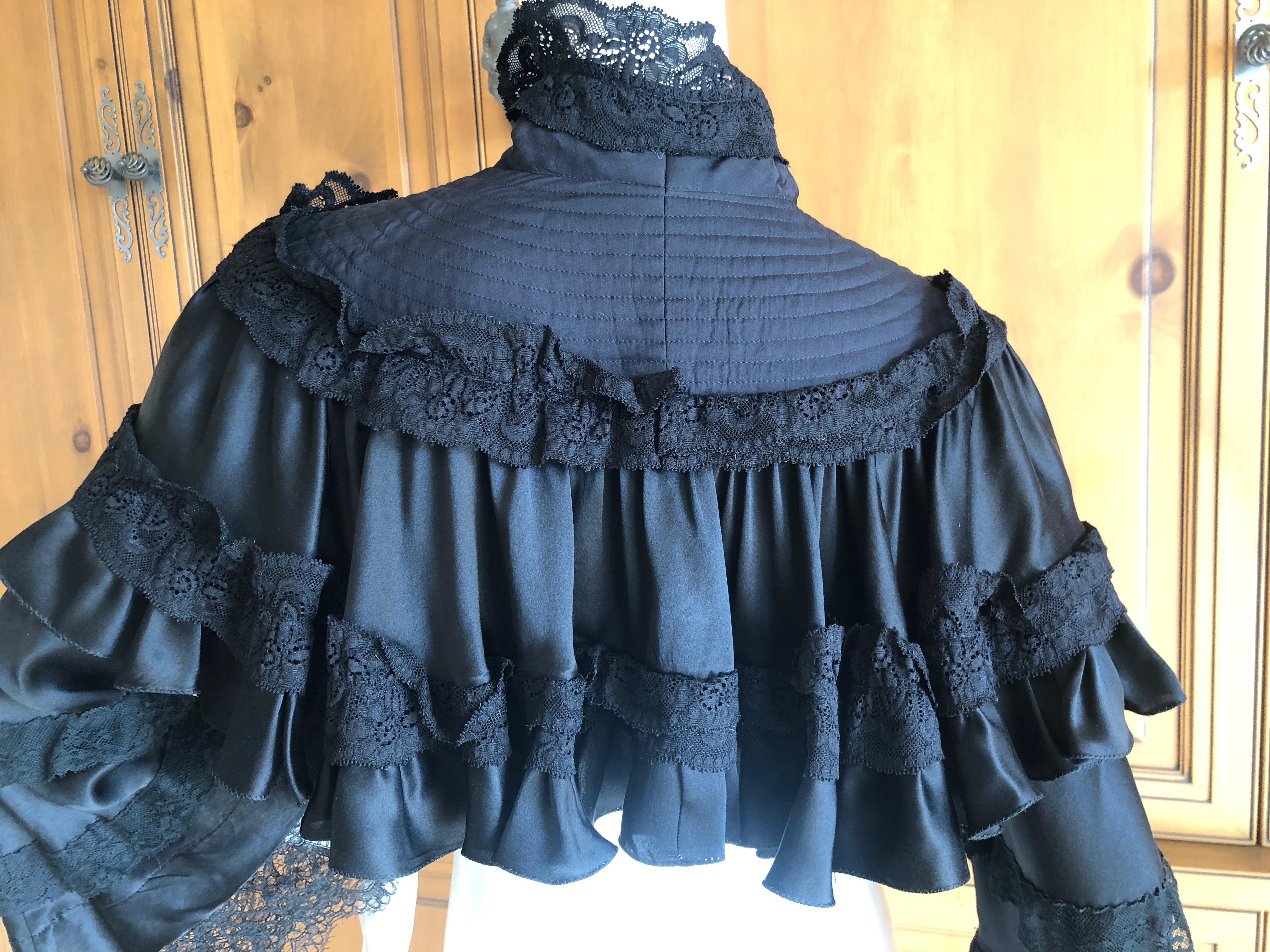 Roberto Cavalli for Just Cavalli Vintage Black Silk Victorian Style Cape Jacket For Sale 3