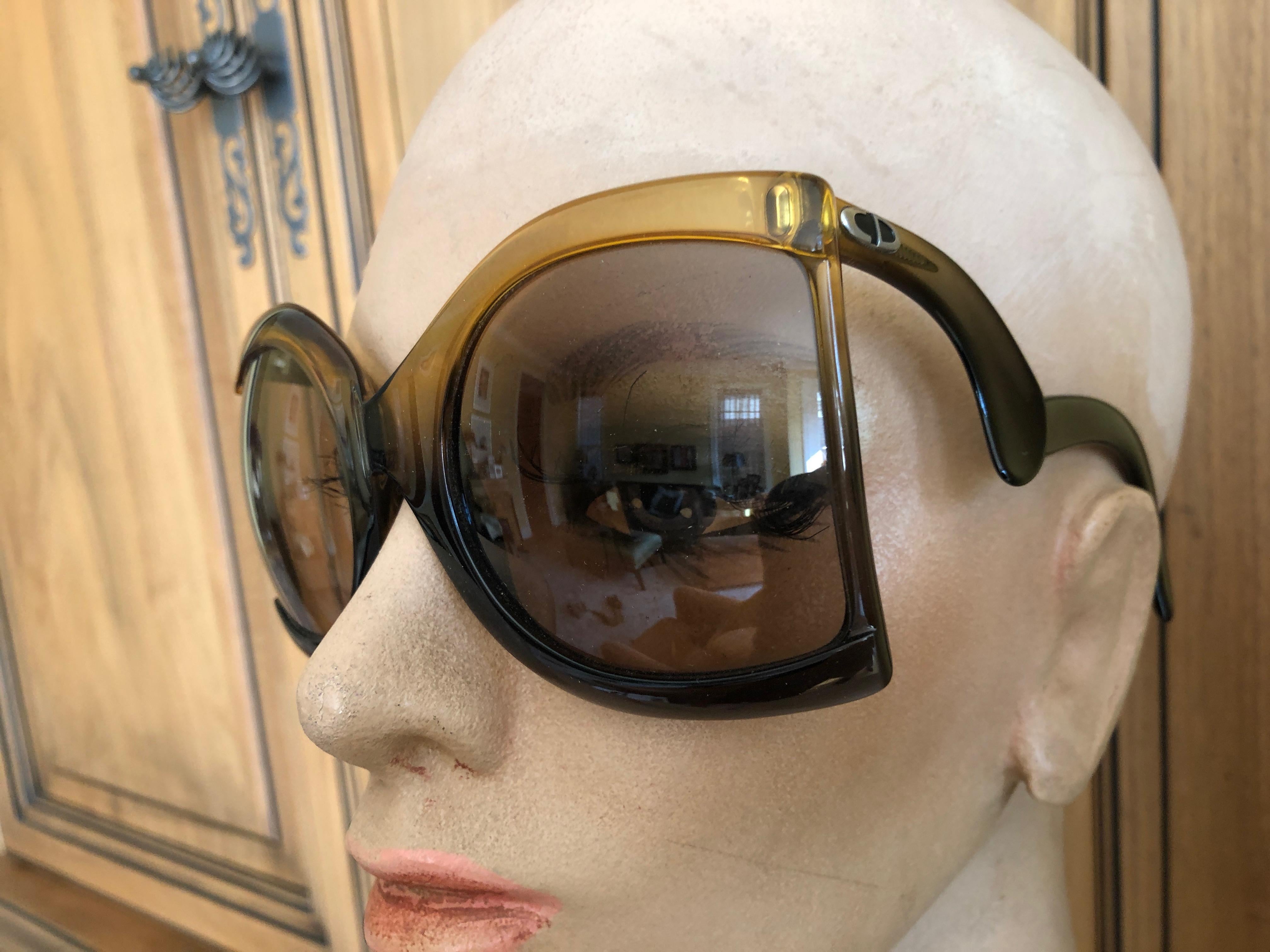Women's or Men's Christian Dior Futuristic 70's Vintage Oversize Sunglasses 